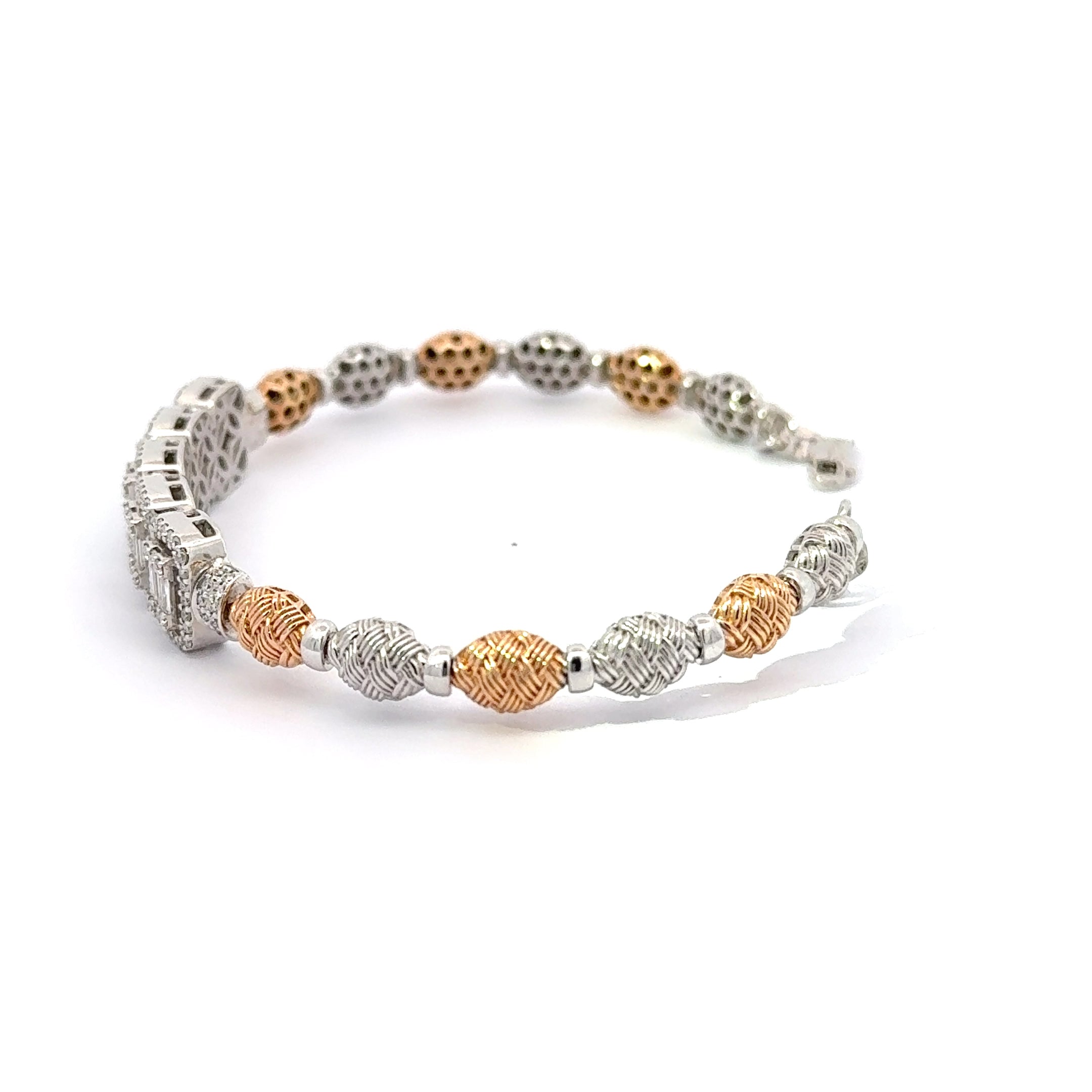 white and Rose Gold Diamond Chain Bracelet