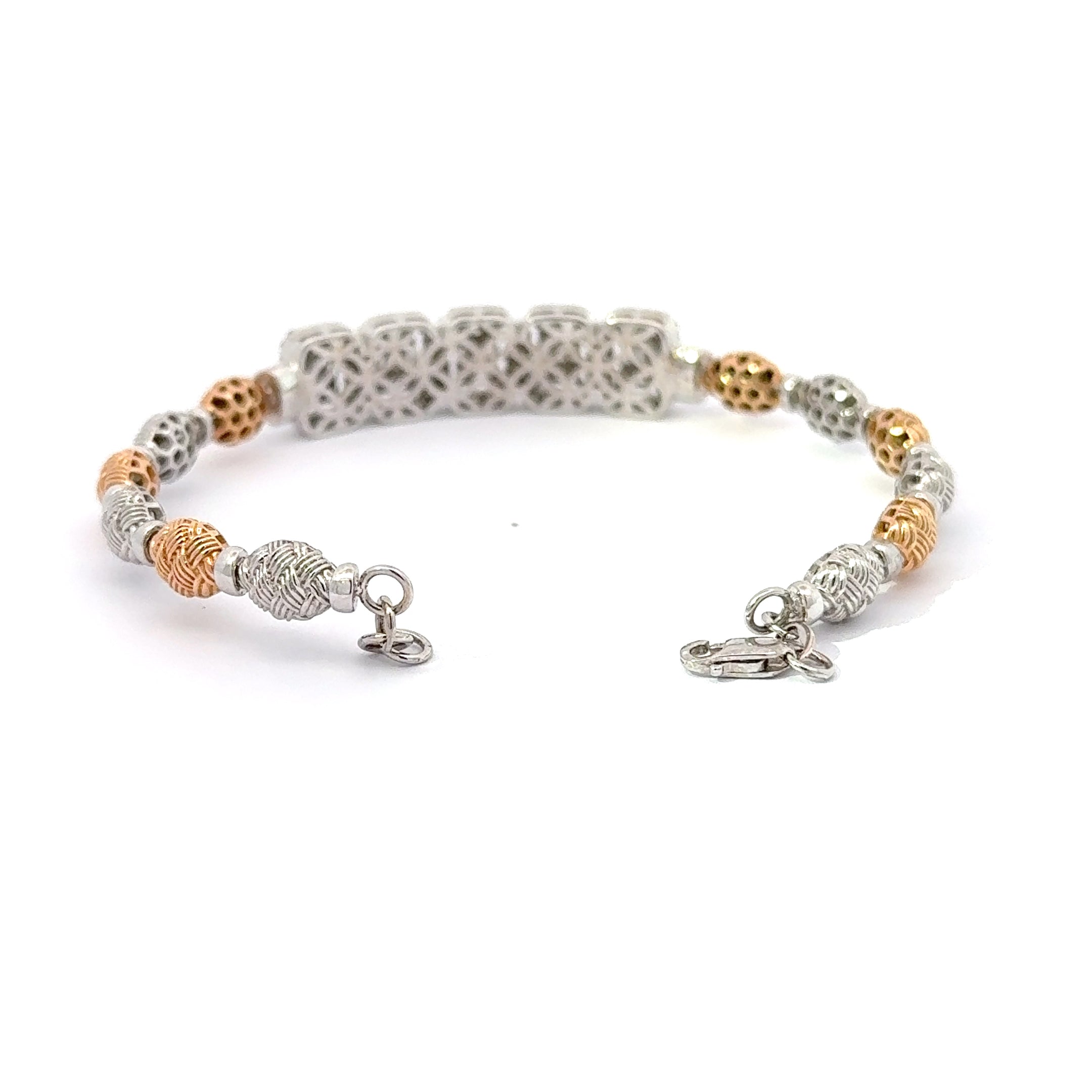 white and Rose Gold Diamond Chain Bracelet