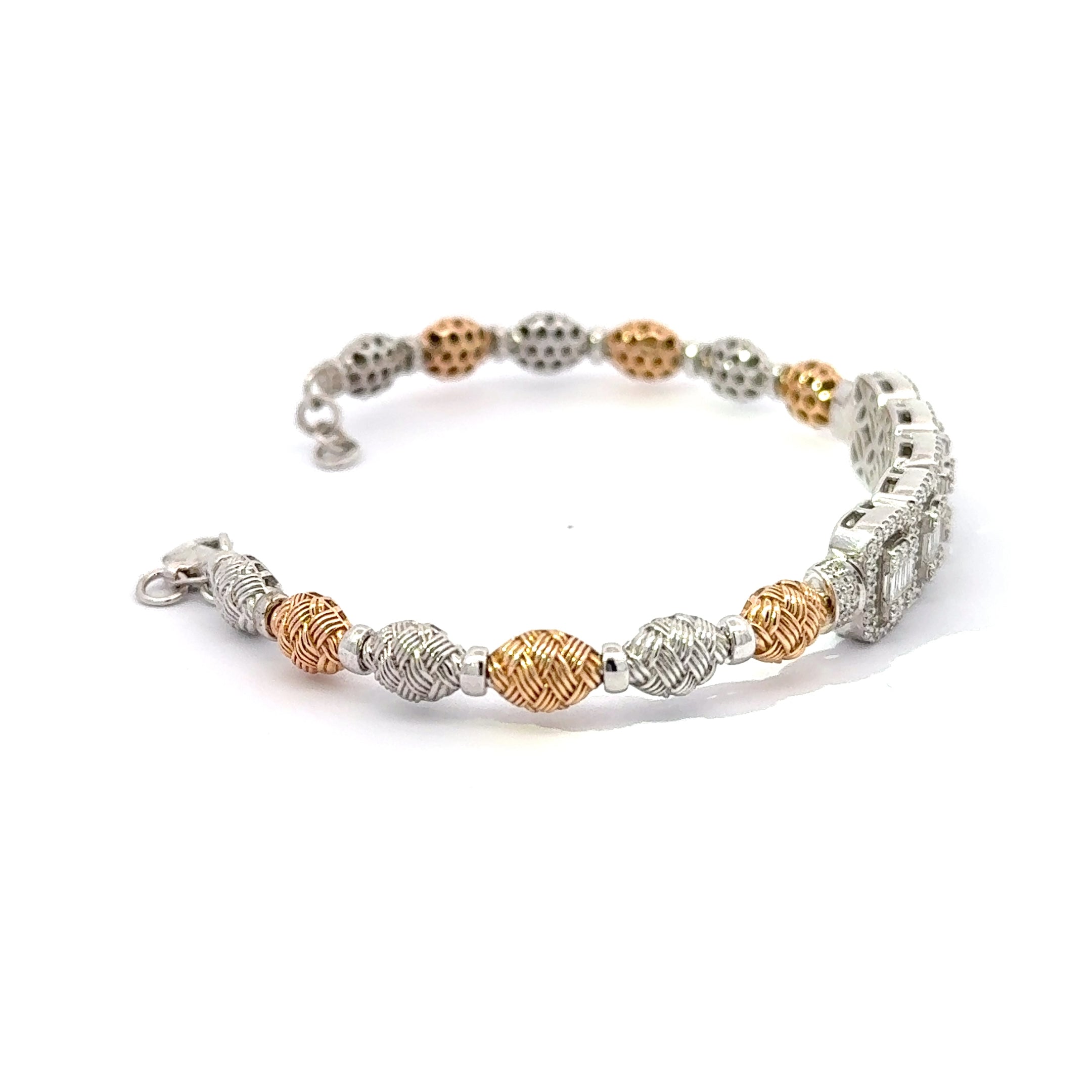 white and Rose Gold Diamond Chain Bracelet