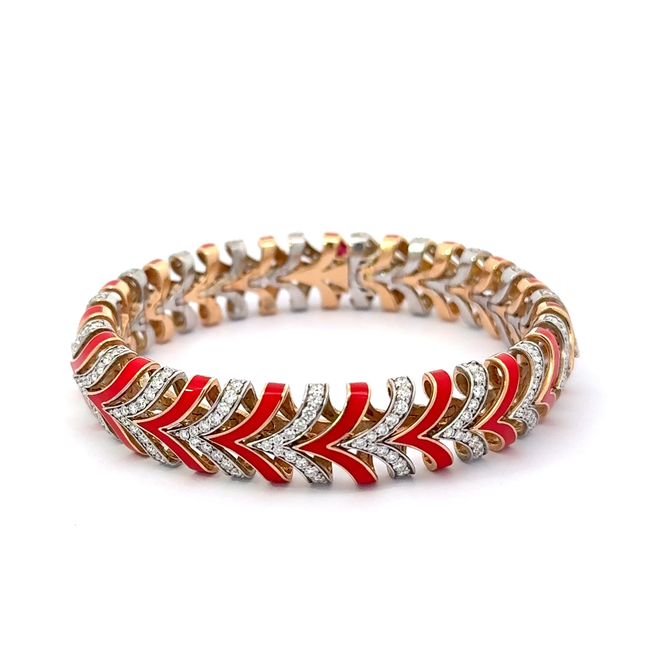 Rose Gold Bangle with Brilliant Round Cut Diamonds