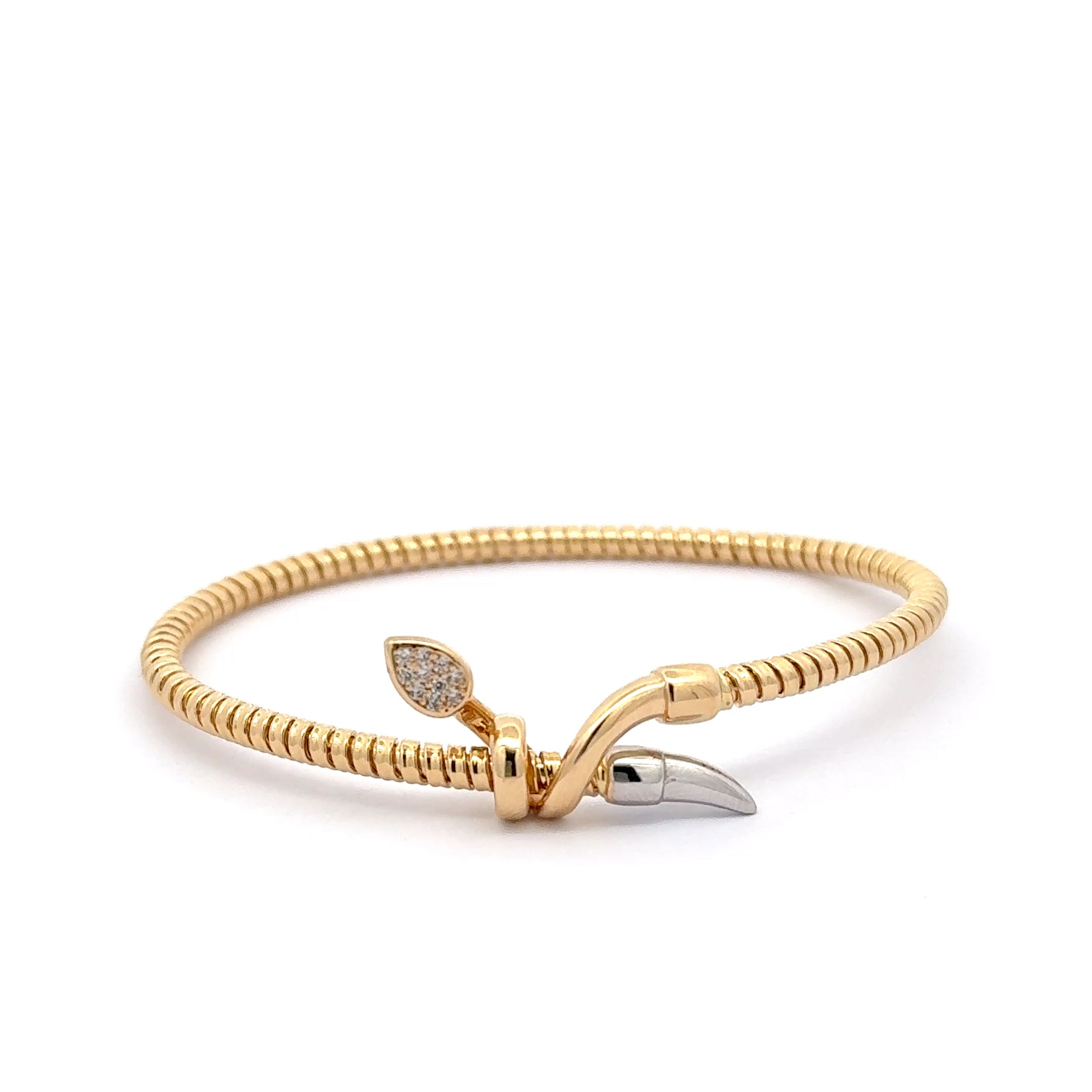 Yellow Gold Bangle with Pear Cut
