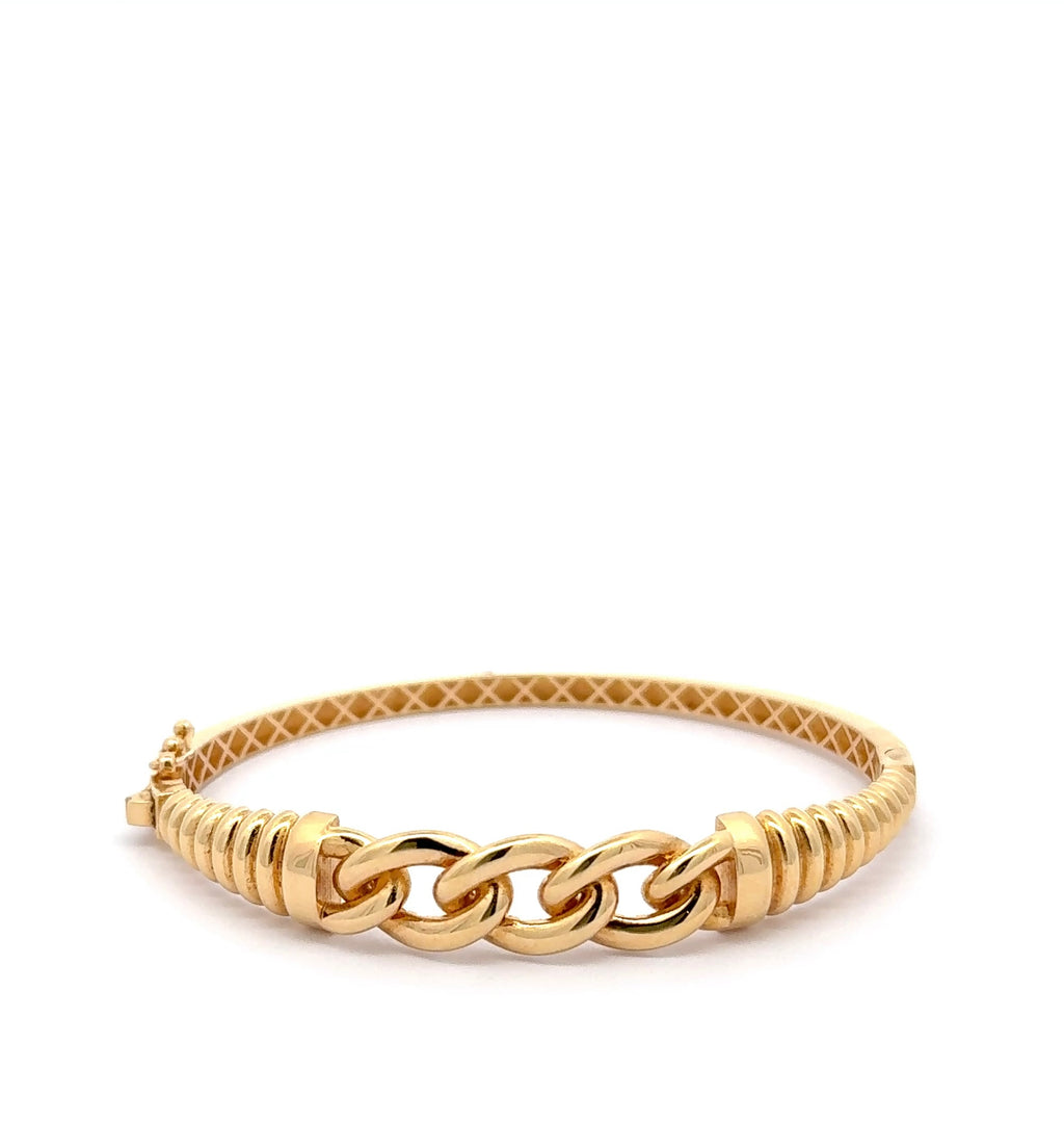 Classic Yellow Gold Chain Link Bangle Bracelet