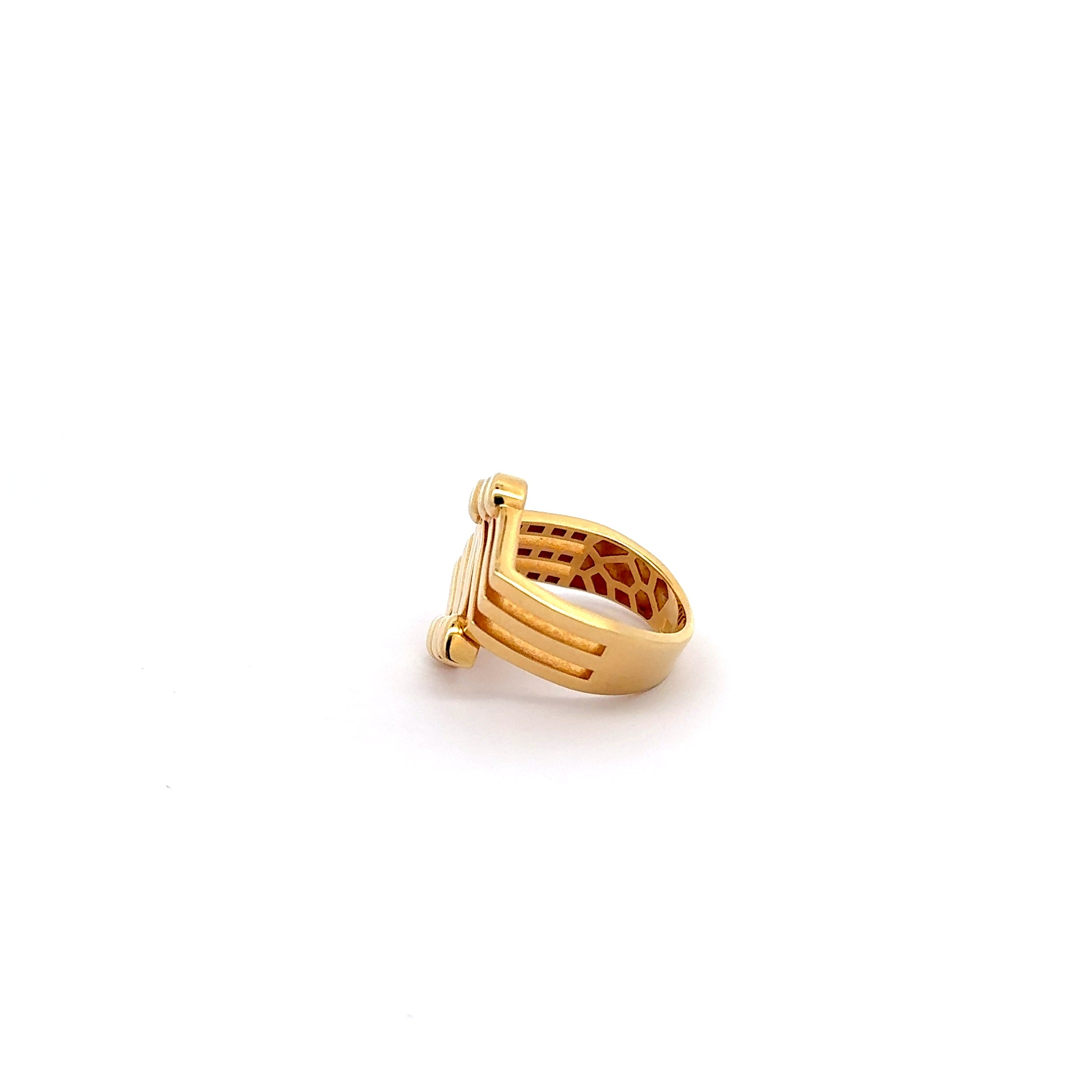 Yellow Gold Band Ring - Contemporary Intertwined Design