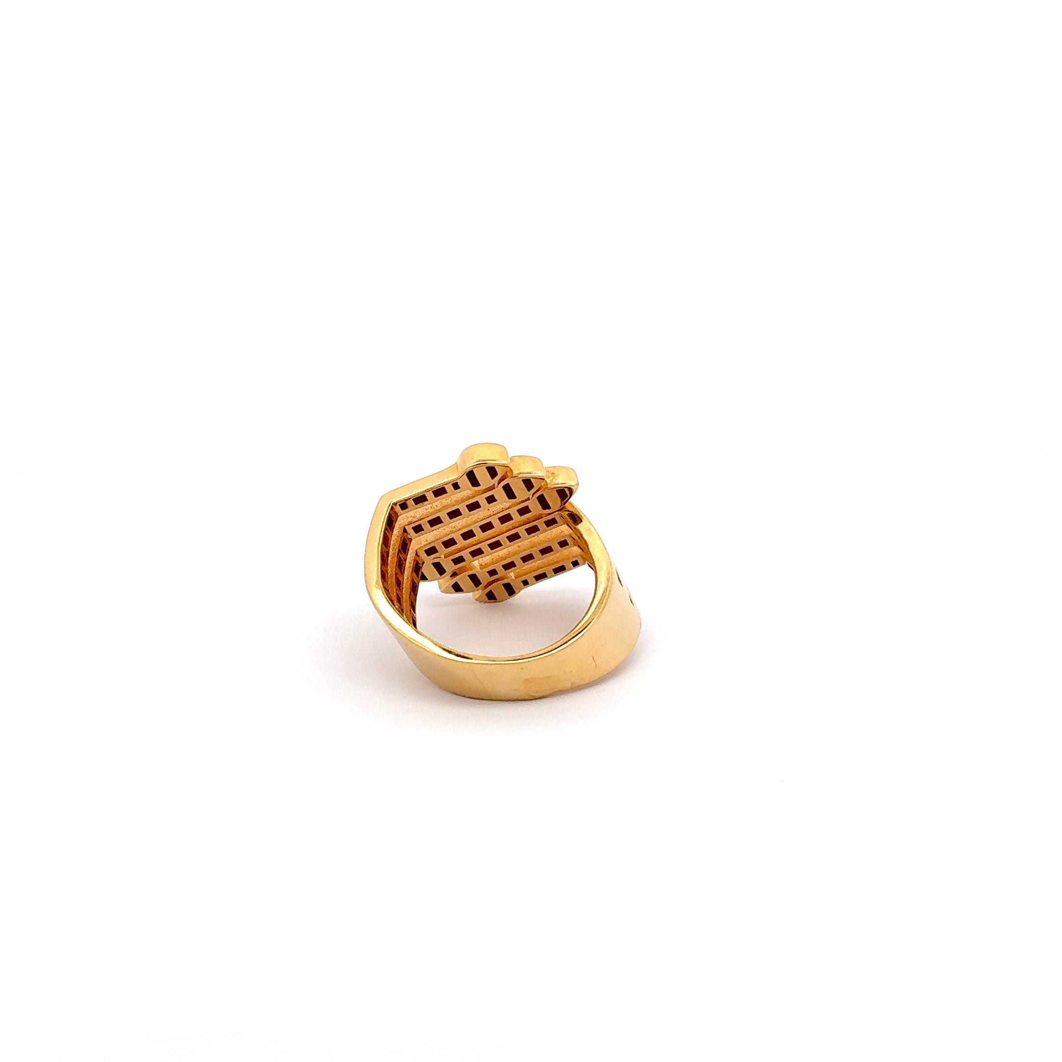 Yellow Gold Band Ring - Contemporary Intertwined Design