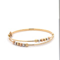 Tri-Tone Sphere Accent Yellow Gold Bangle