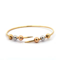 Tri-Tone Beaded Yellow Gold Bangle