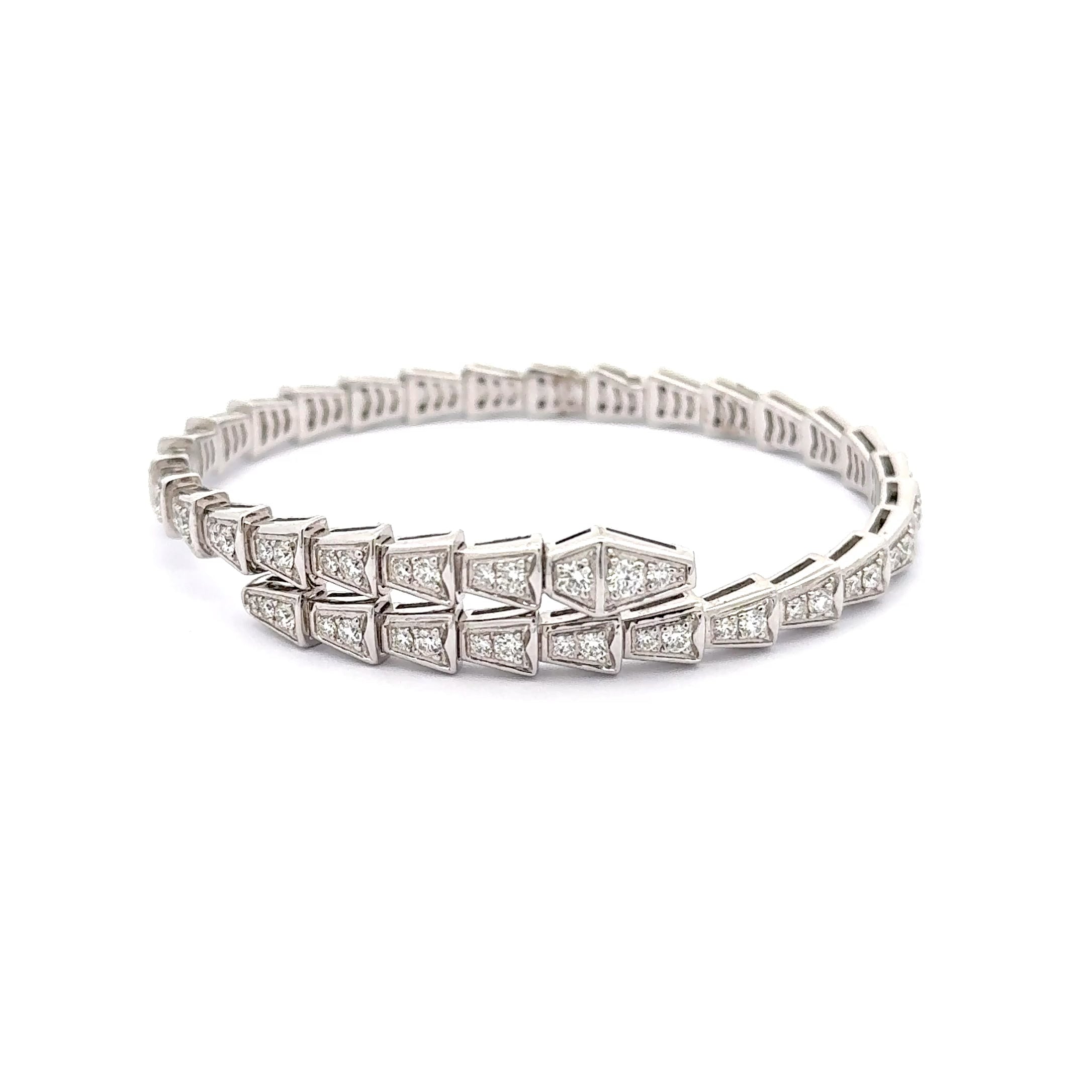 white Gold Snake Bangle with Diamonds