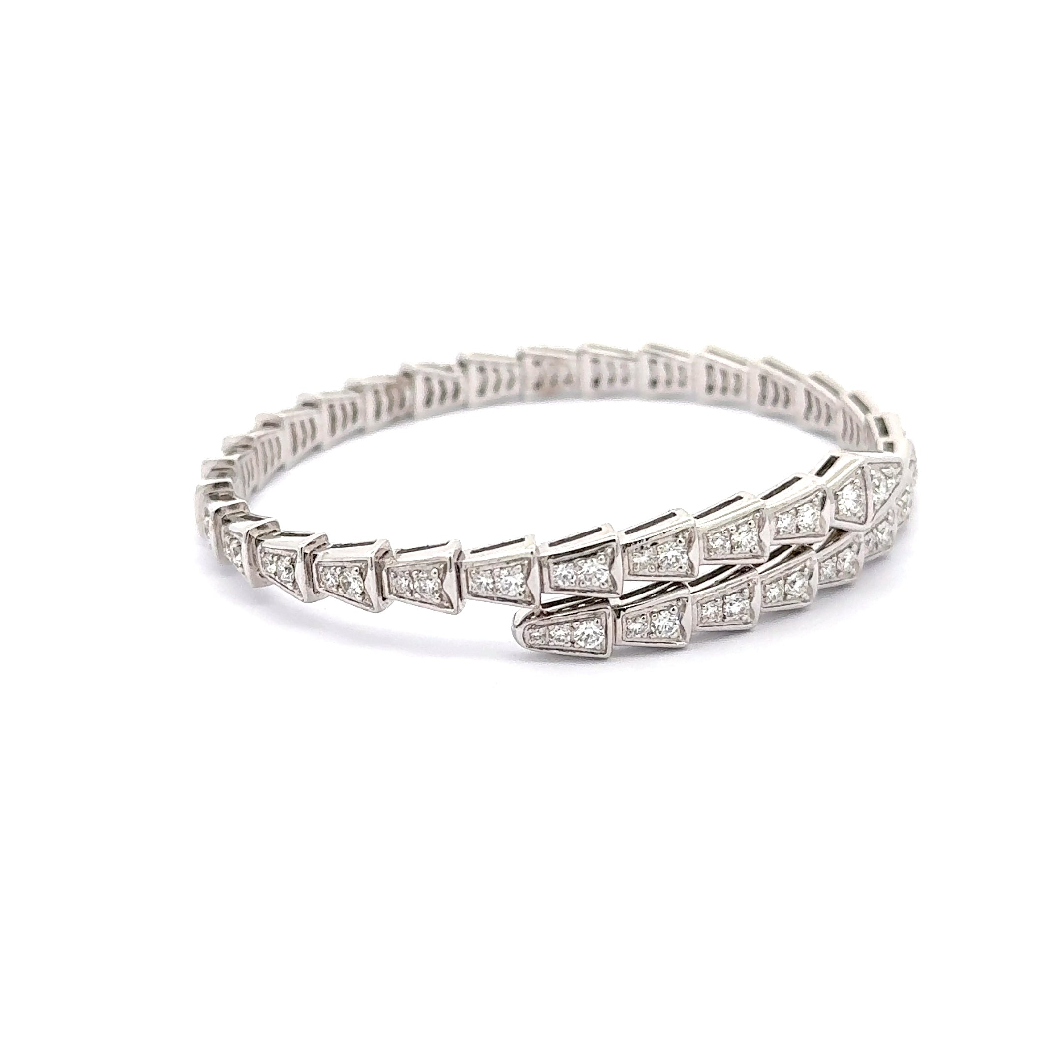 white Gold Snake Bangle with Diamonds