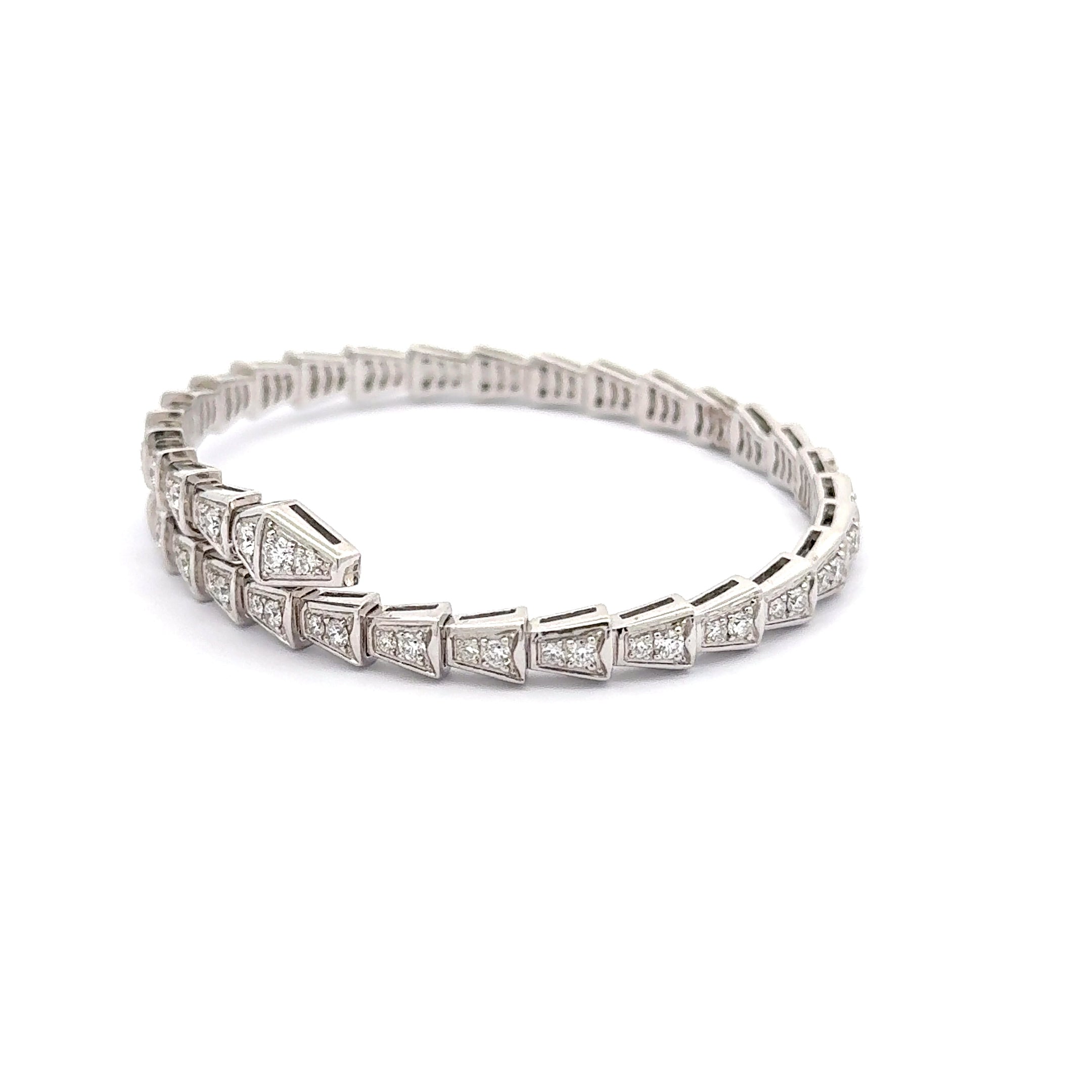 white Gold Snake Bangle with Diamonds