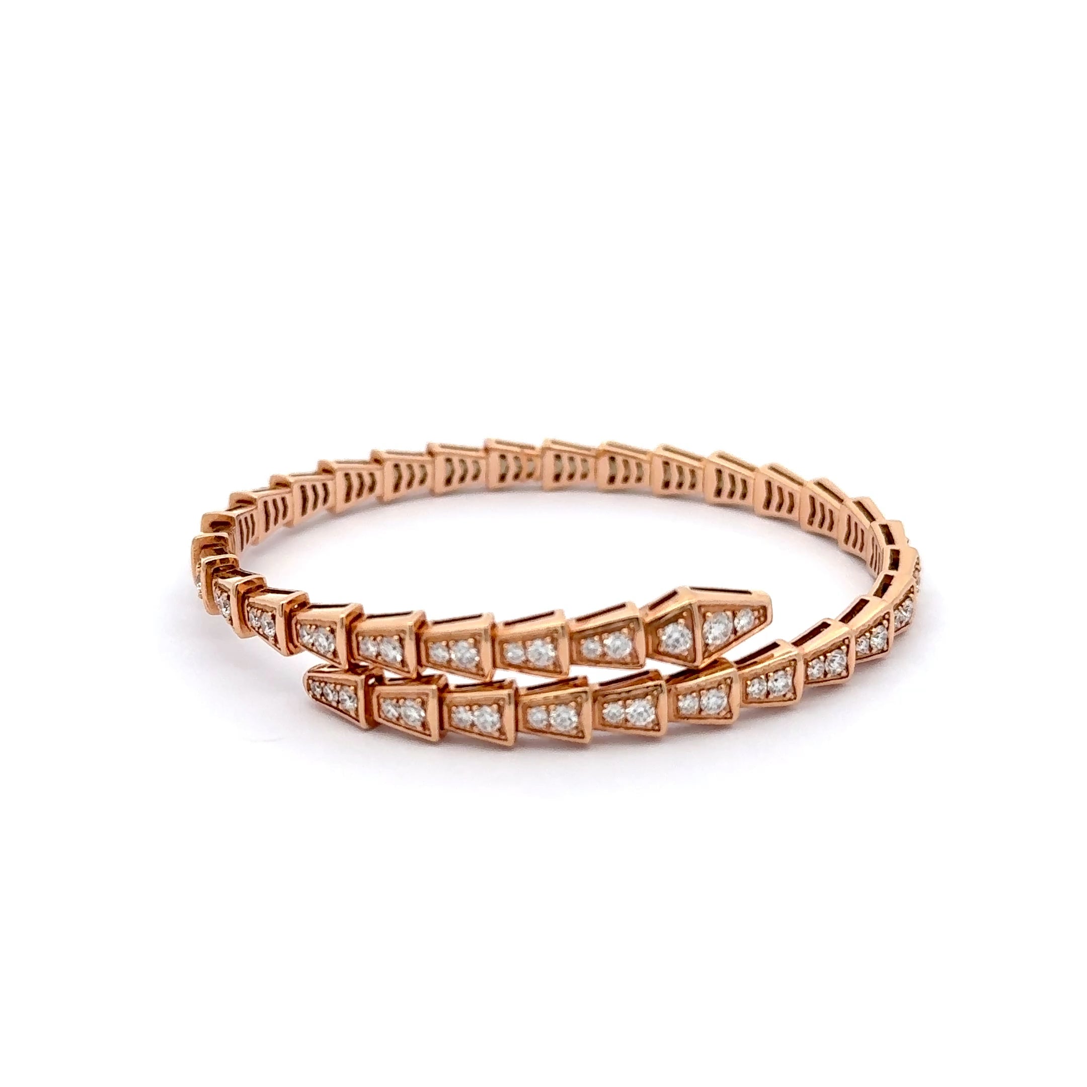 Rose Gold Snake Bangle with Diamonds