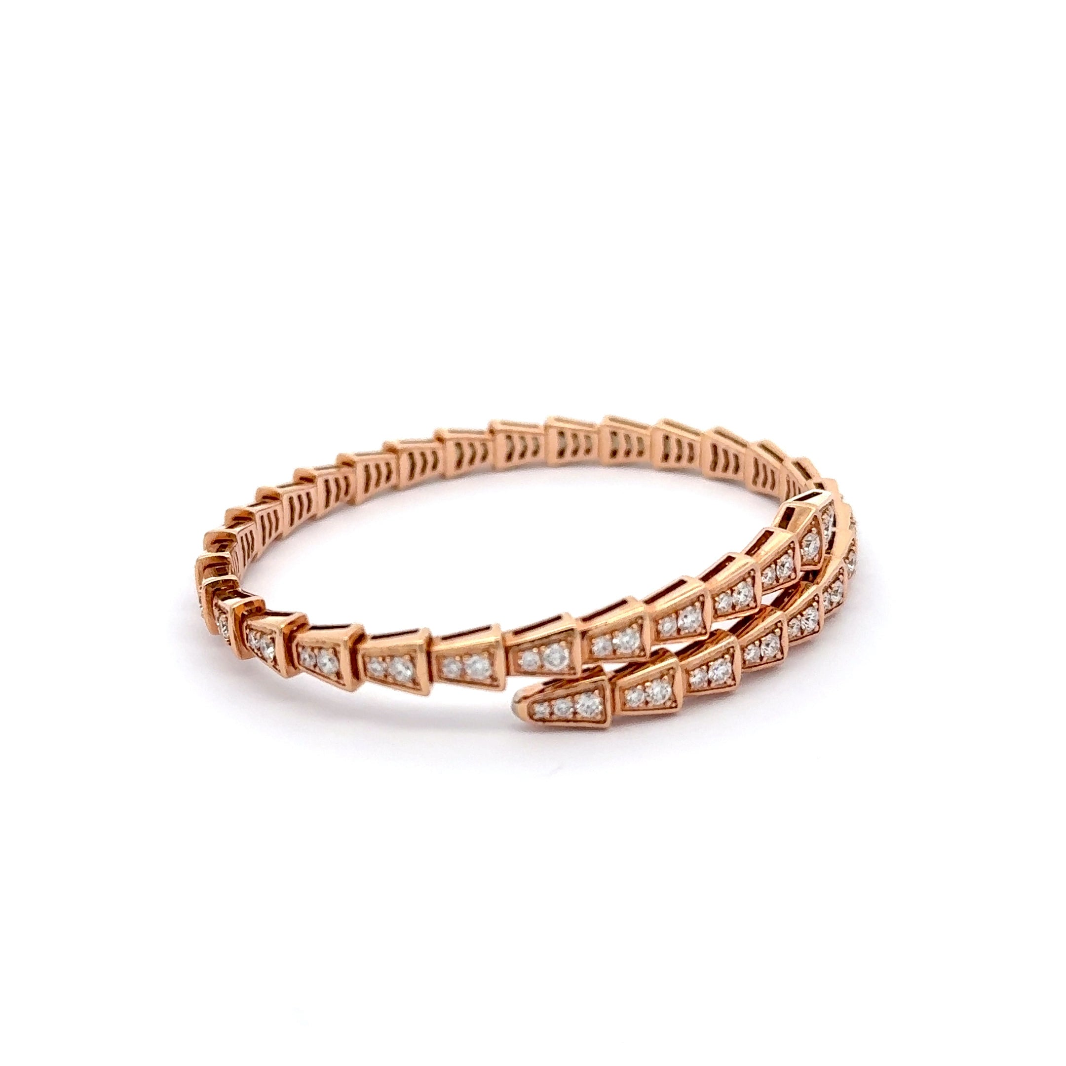 Rose Gold Snake Bangle with Diamonds