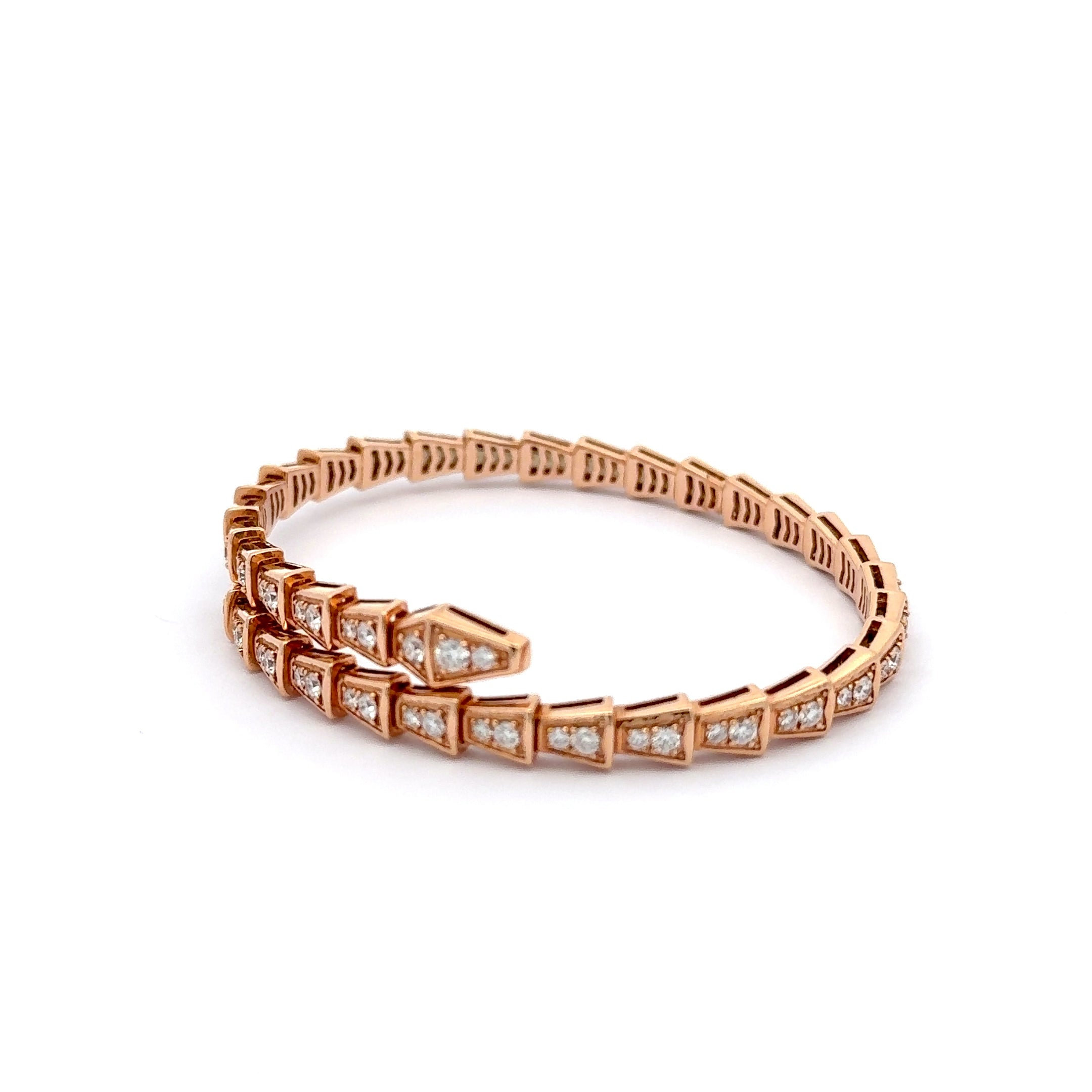Rose Gold Snake Bangle with Diamonds