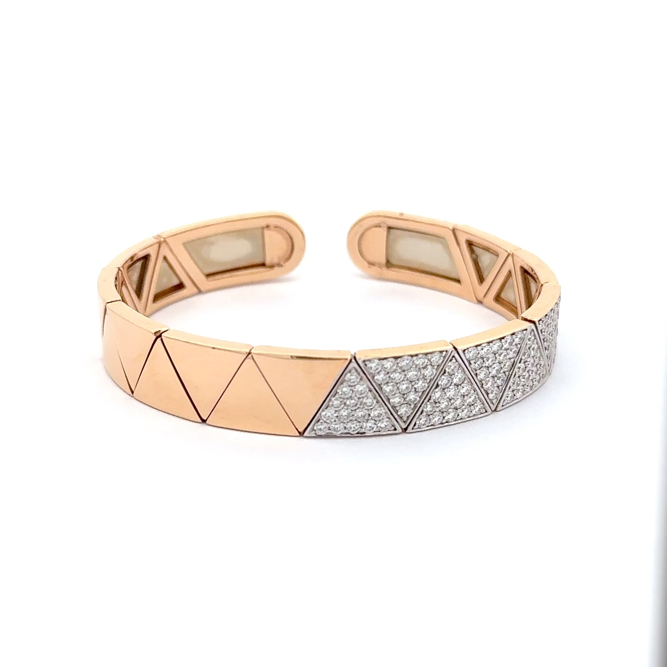 Rose Gold Bangle with Trillion Cut Diamonds