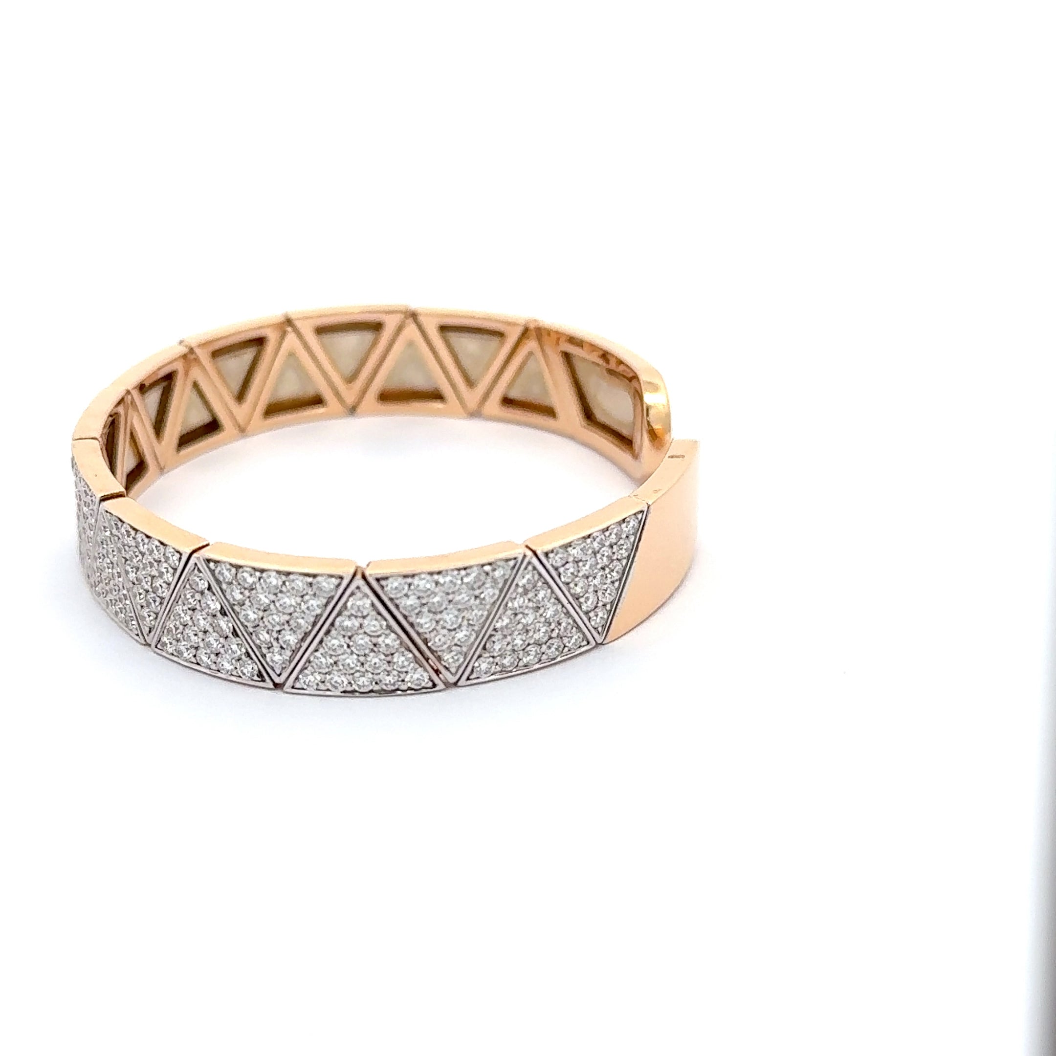 Rose Gold Bangle with Trillion Cut Diamonds