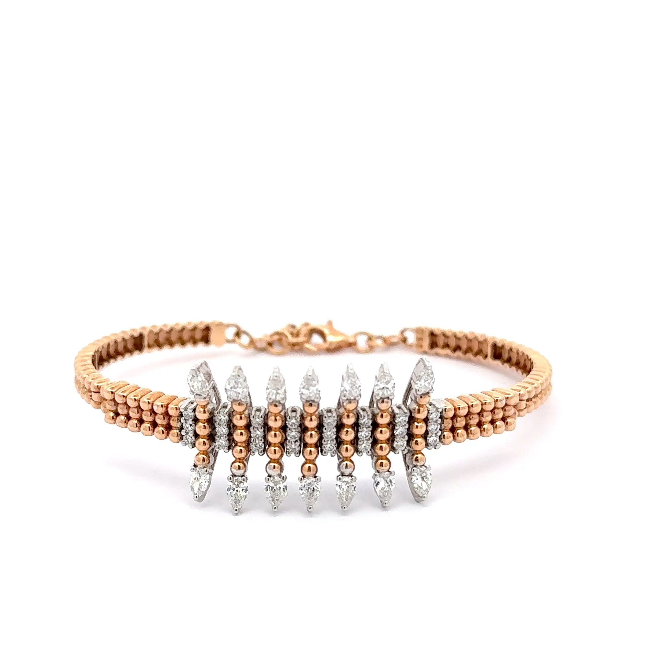 Gold Chain Bracelet with Pear Cut Diamonds