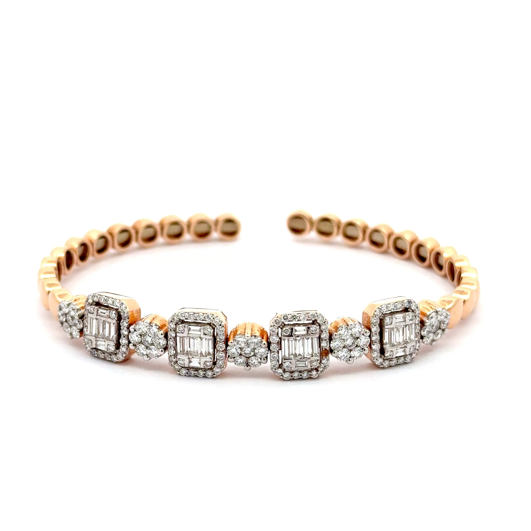 Gold Bangle with Square Cut Diamonds