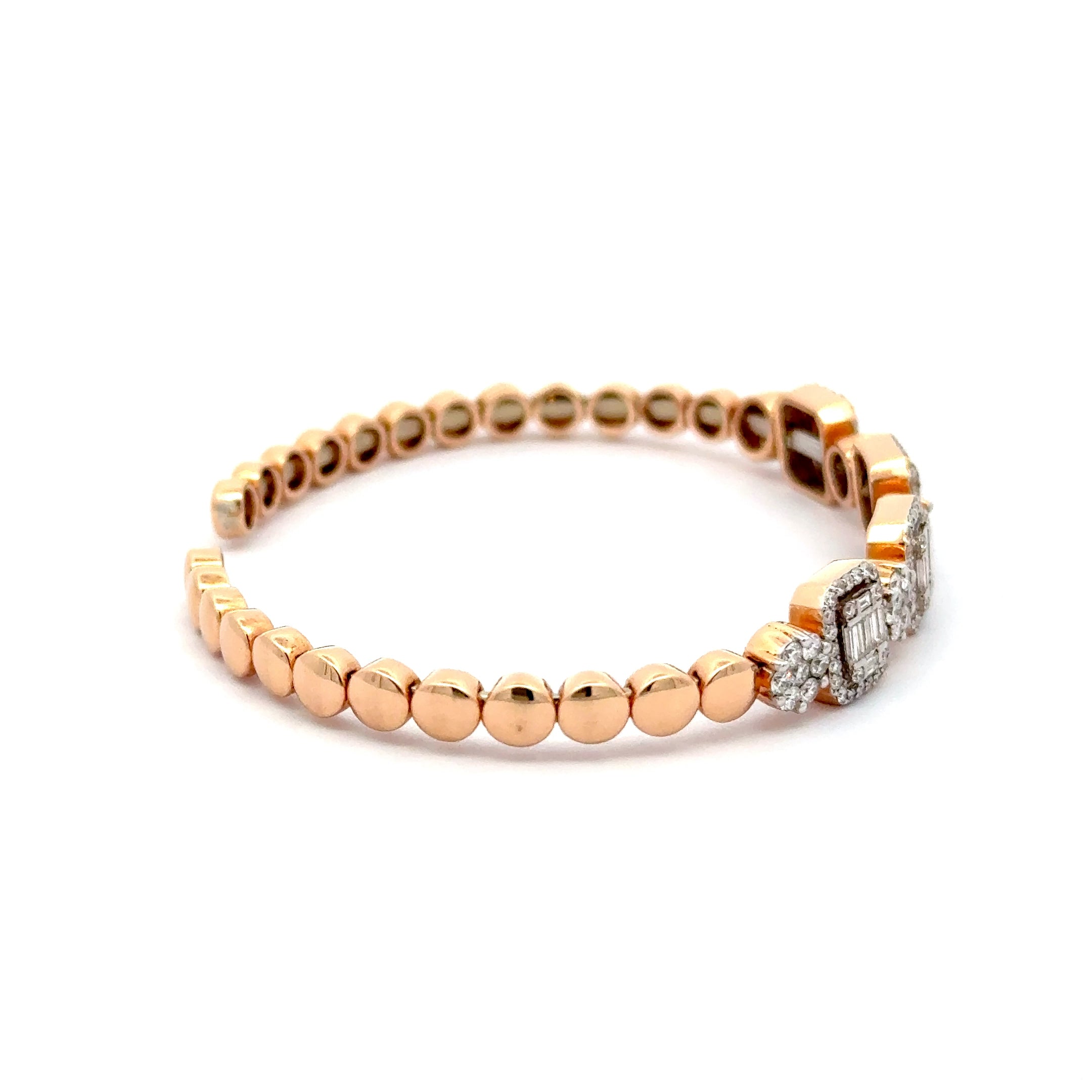 Gold Bangle with Square Cut Diamonds