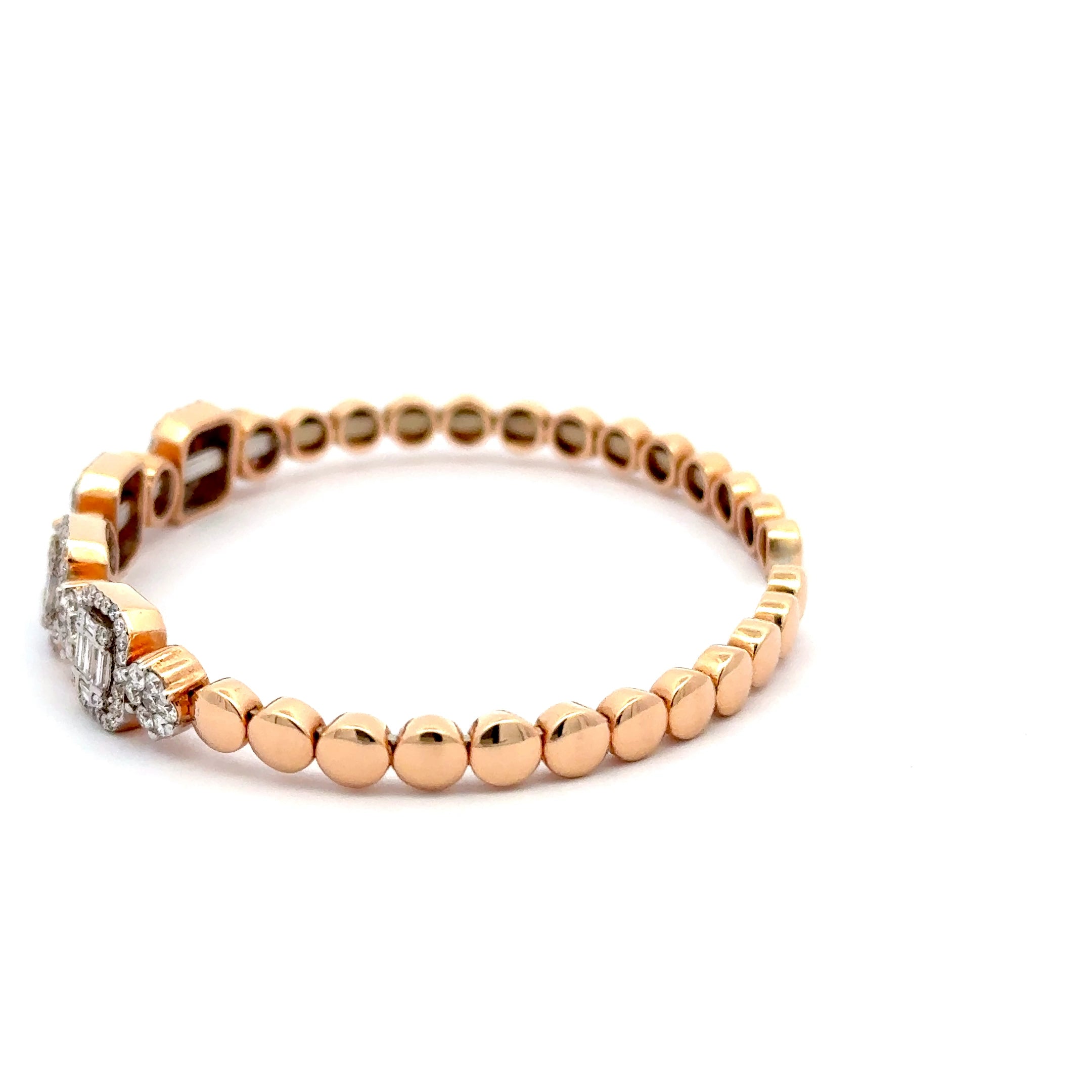 Gold Bangle with Square Cut Diamonds