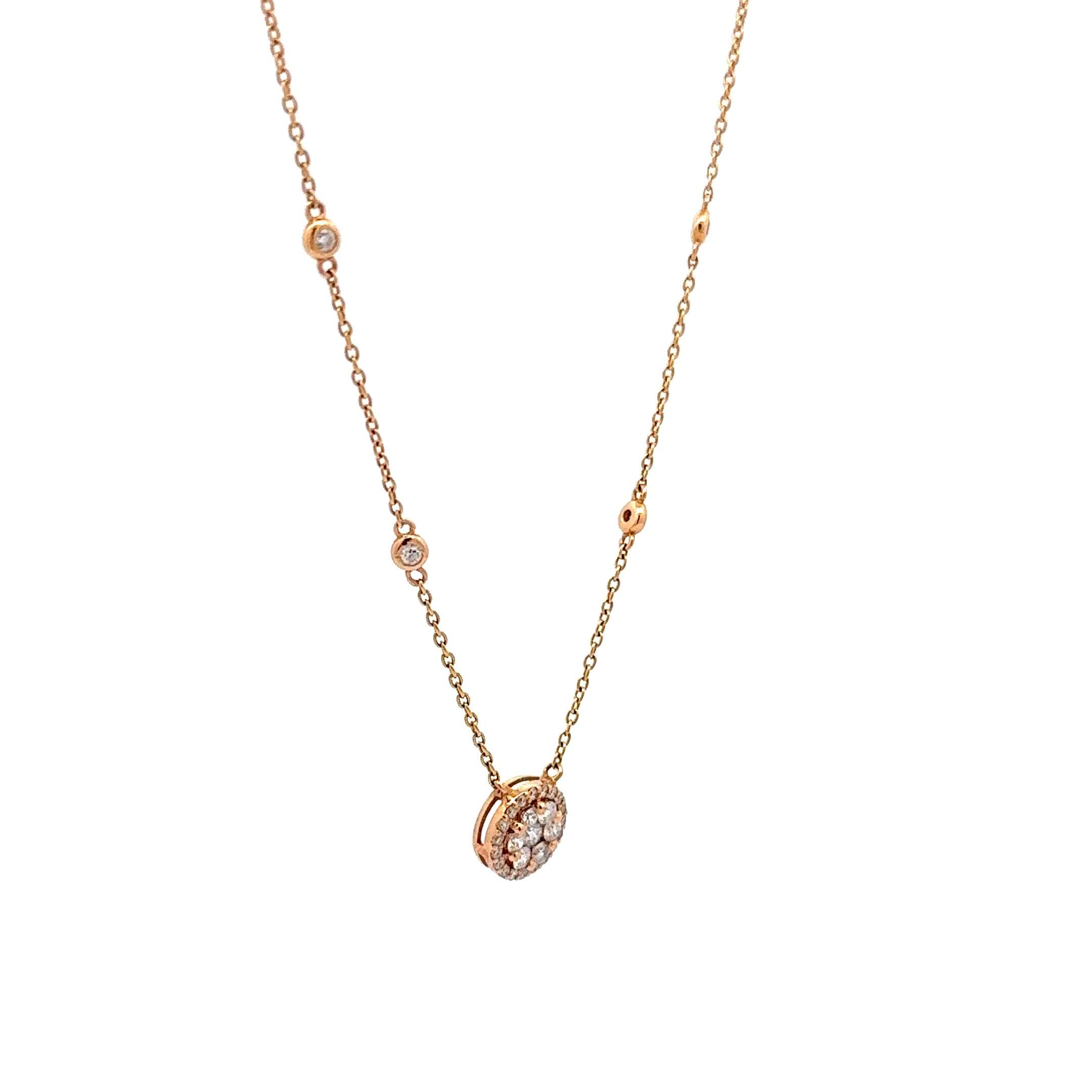 Rose Gold Diamond Cluster Pendant Necklace