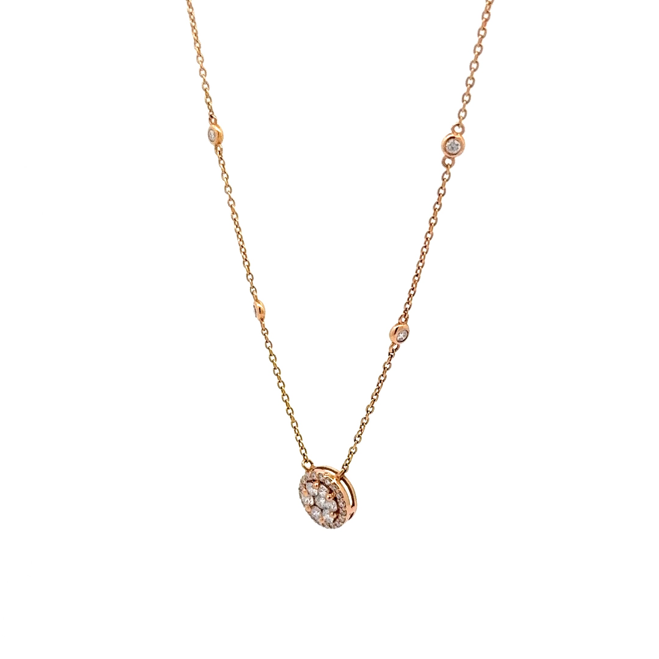 Rose Gold Diamond Cluster Pendant Necklace