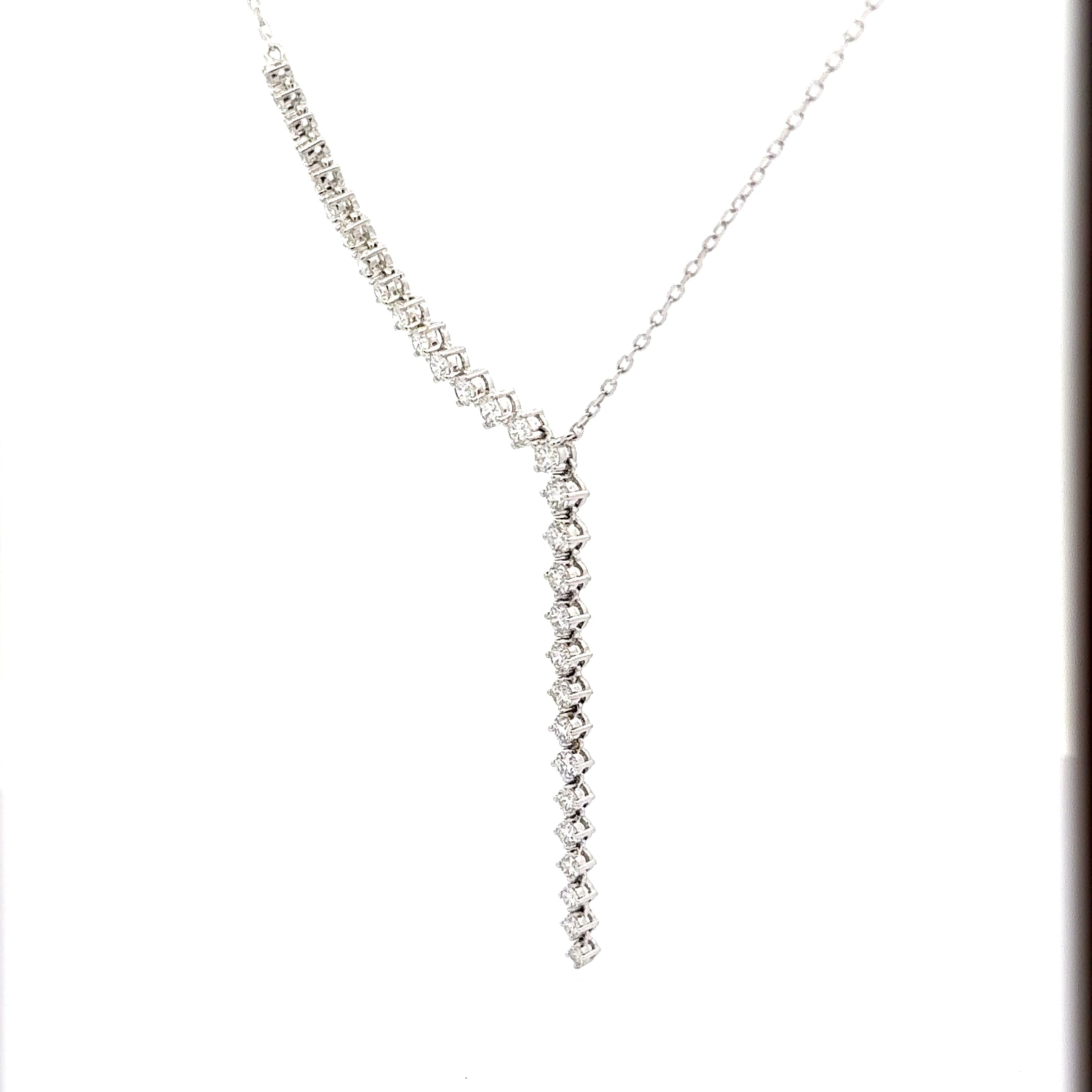 White Gold Diamond Y Necklace