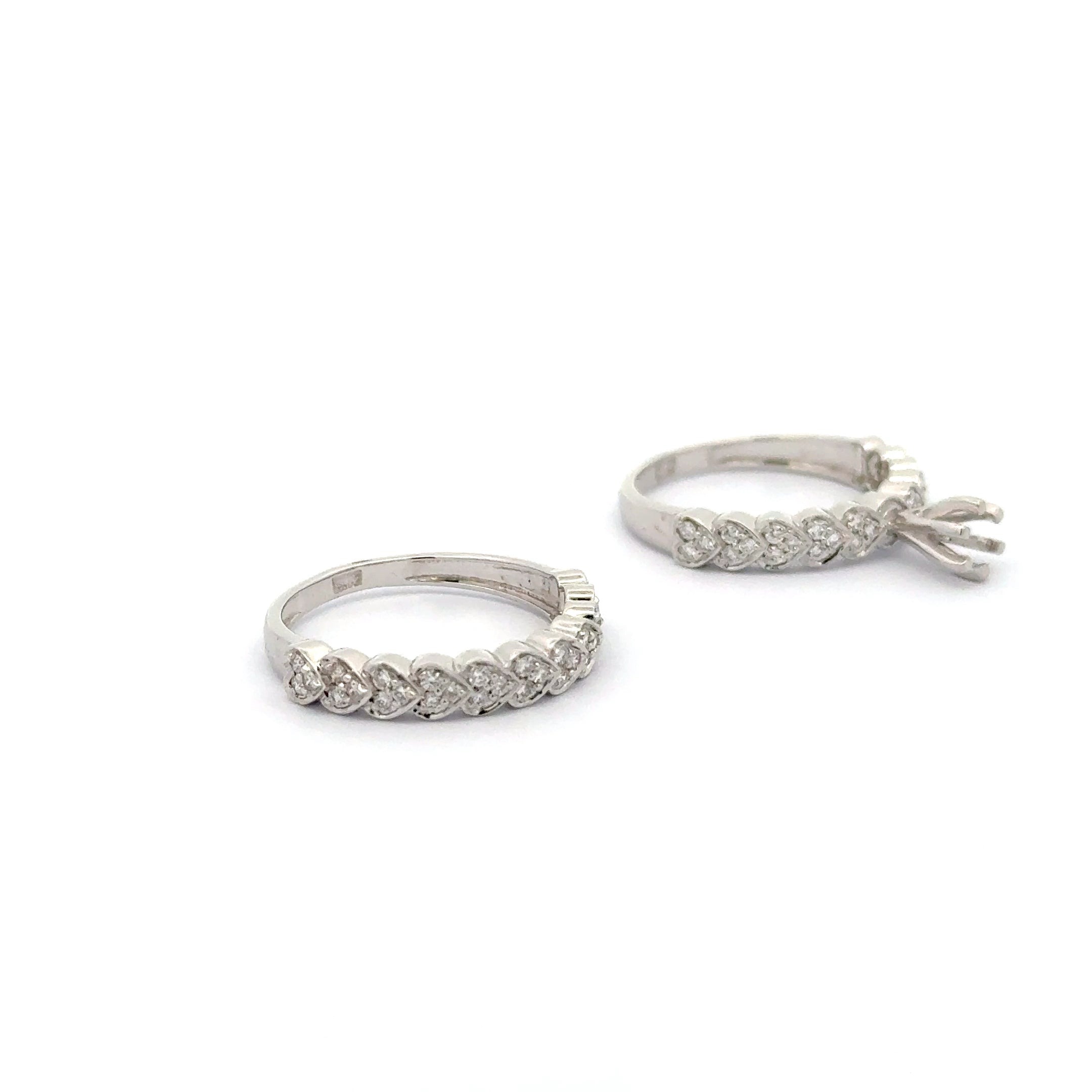 White Gold twins Rings with Round Brilliant Diamonds