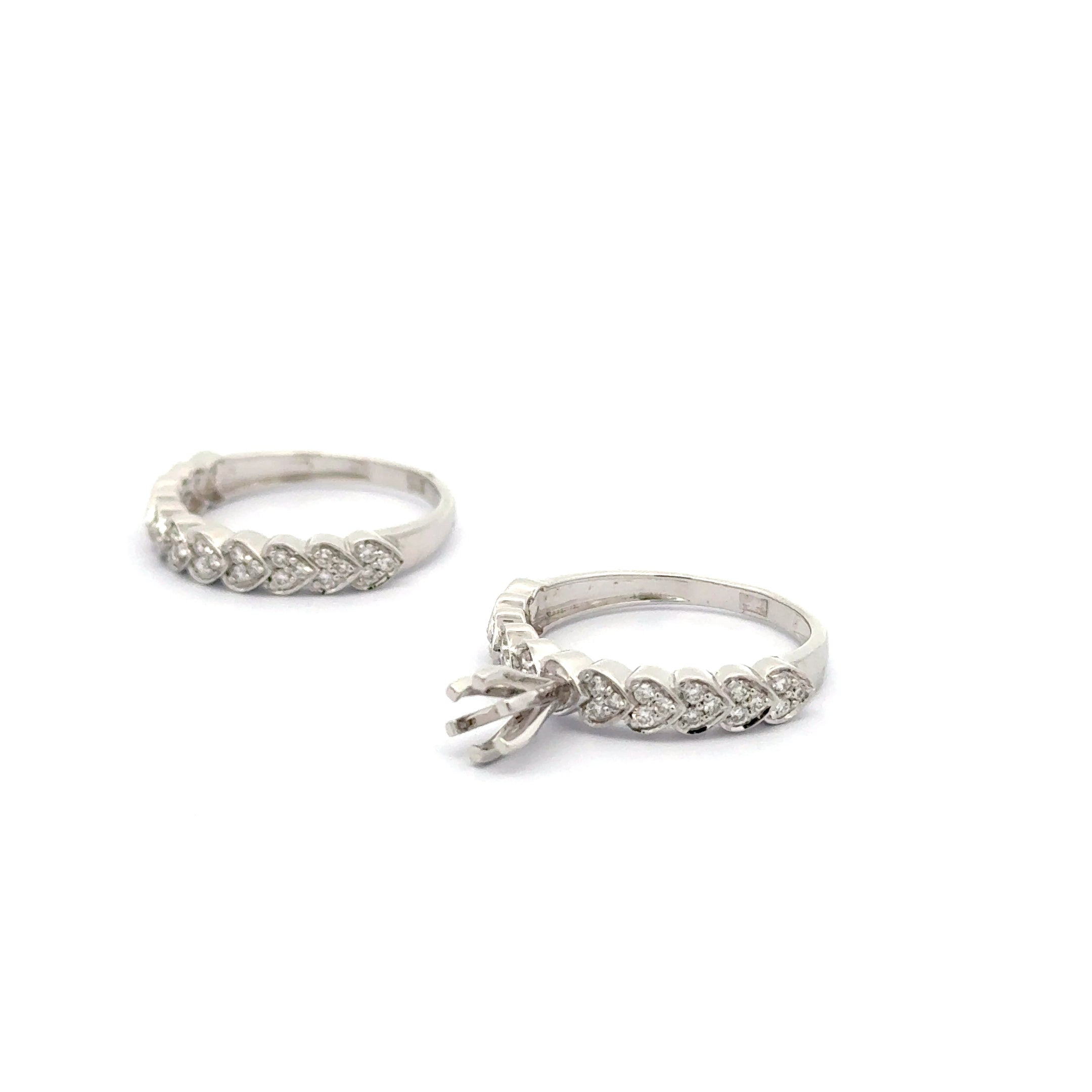 White Gold twins Rings with Round Brilliant Diamonds