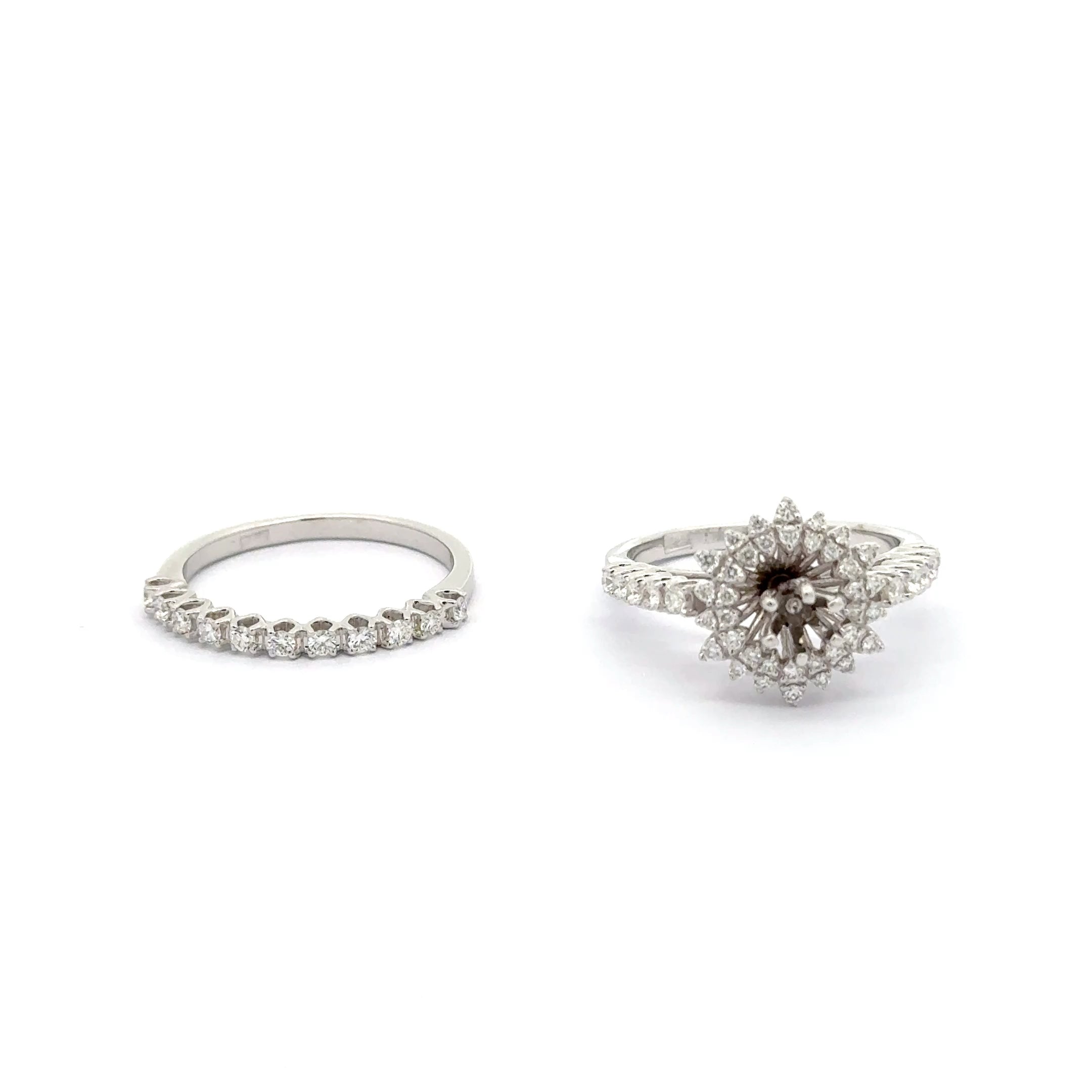 White Gold twins Rings with Round Brilliant Diamonds