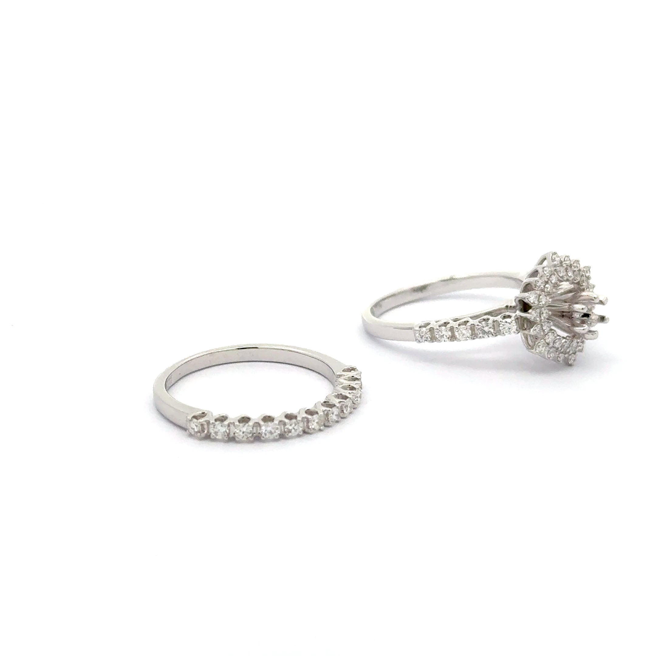 White Gold twins Rings with Round Brilliant Diamonds
