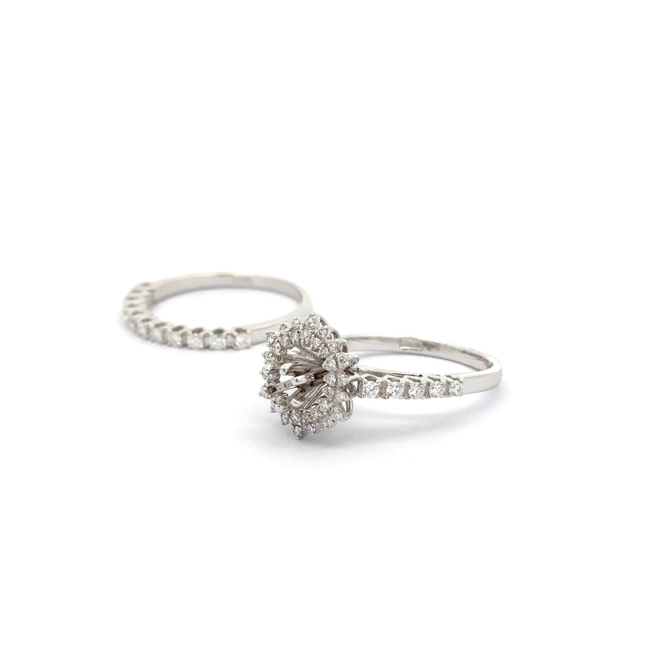 White Gold twins Rings with Round Brilliant Diamonds