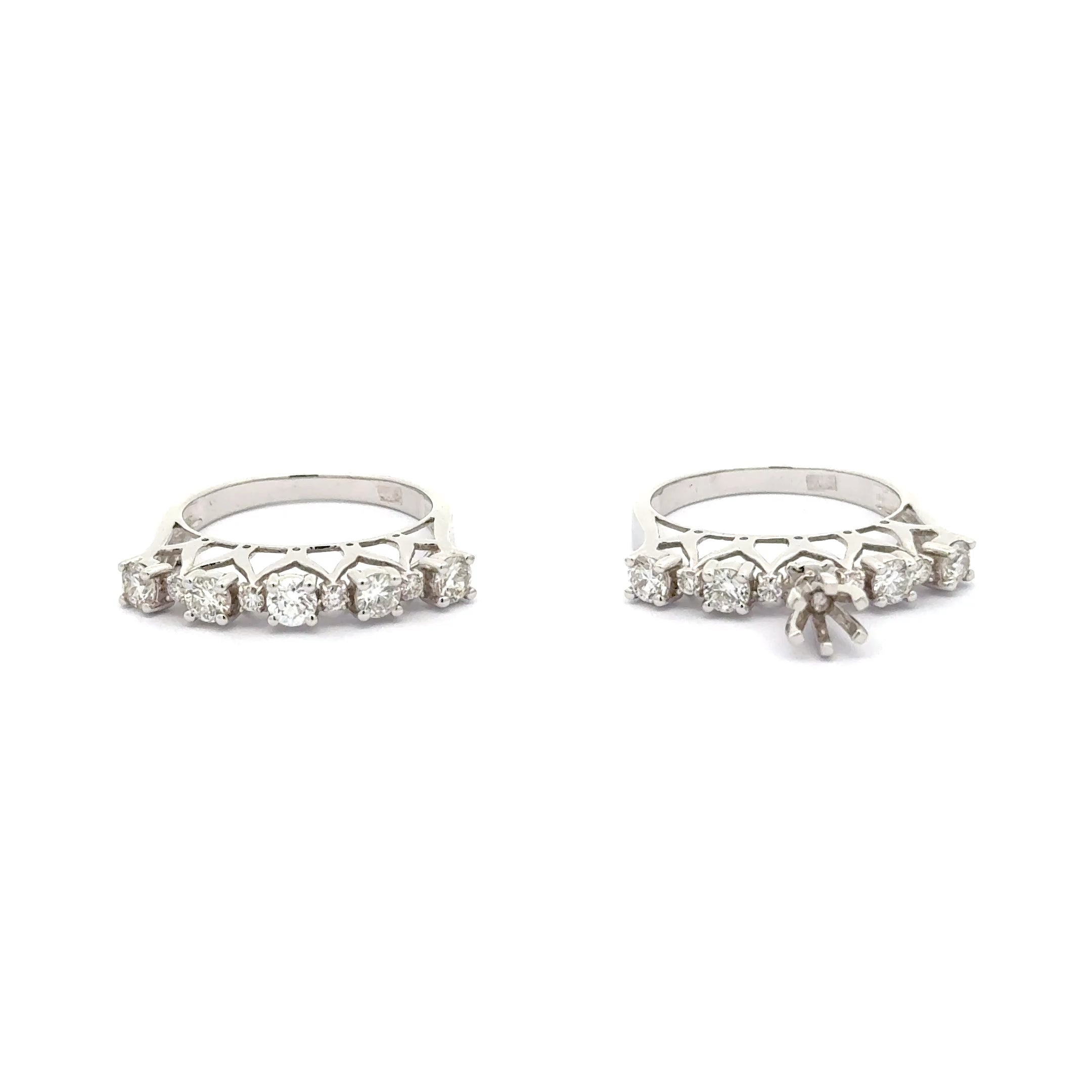White Gold twins Rings with Round Brilliant Diamonds