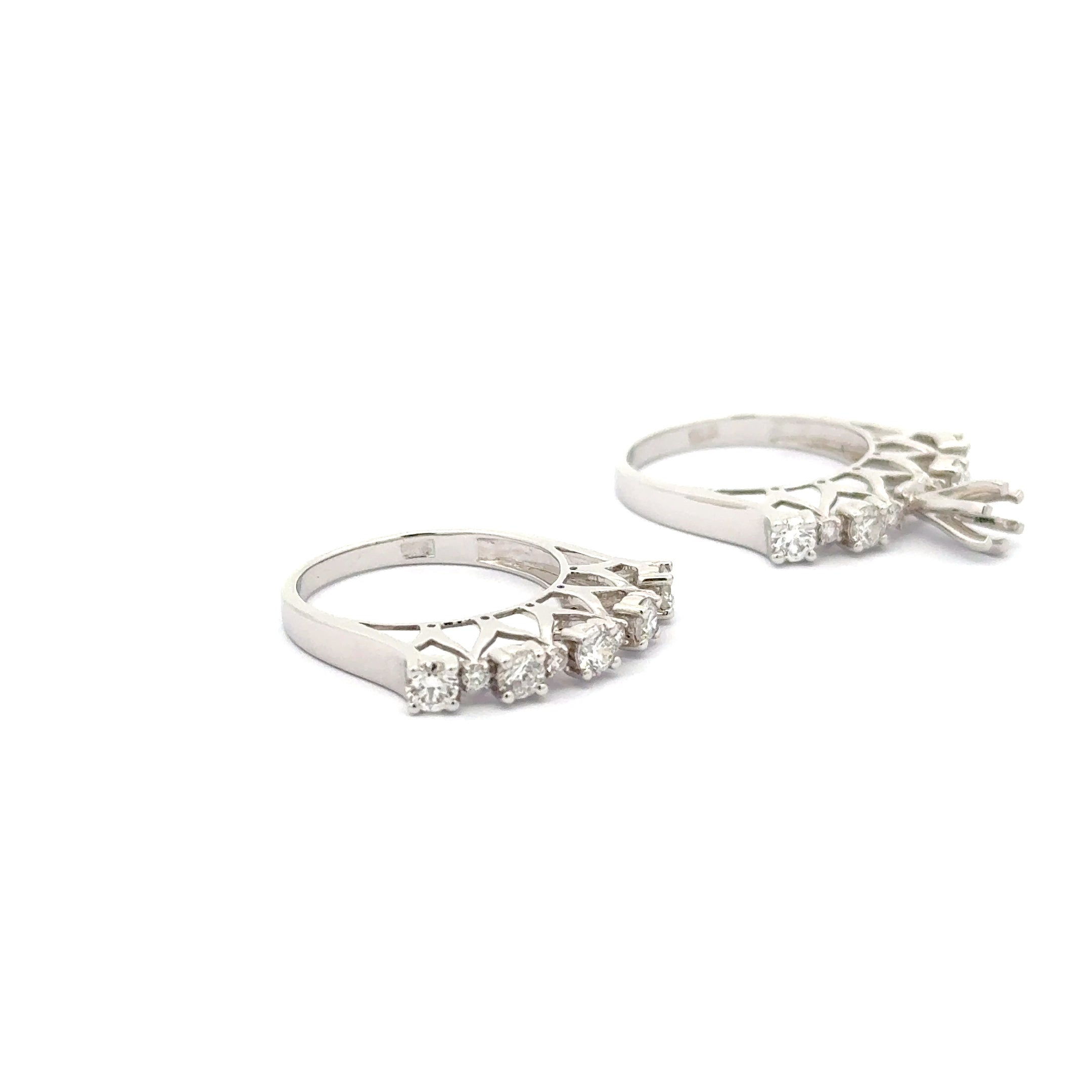 White Gold twins Rings with Round Brilliant Diamonds