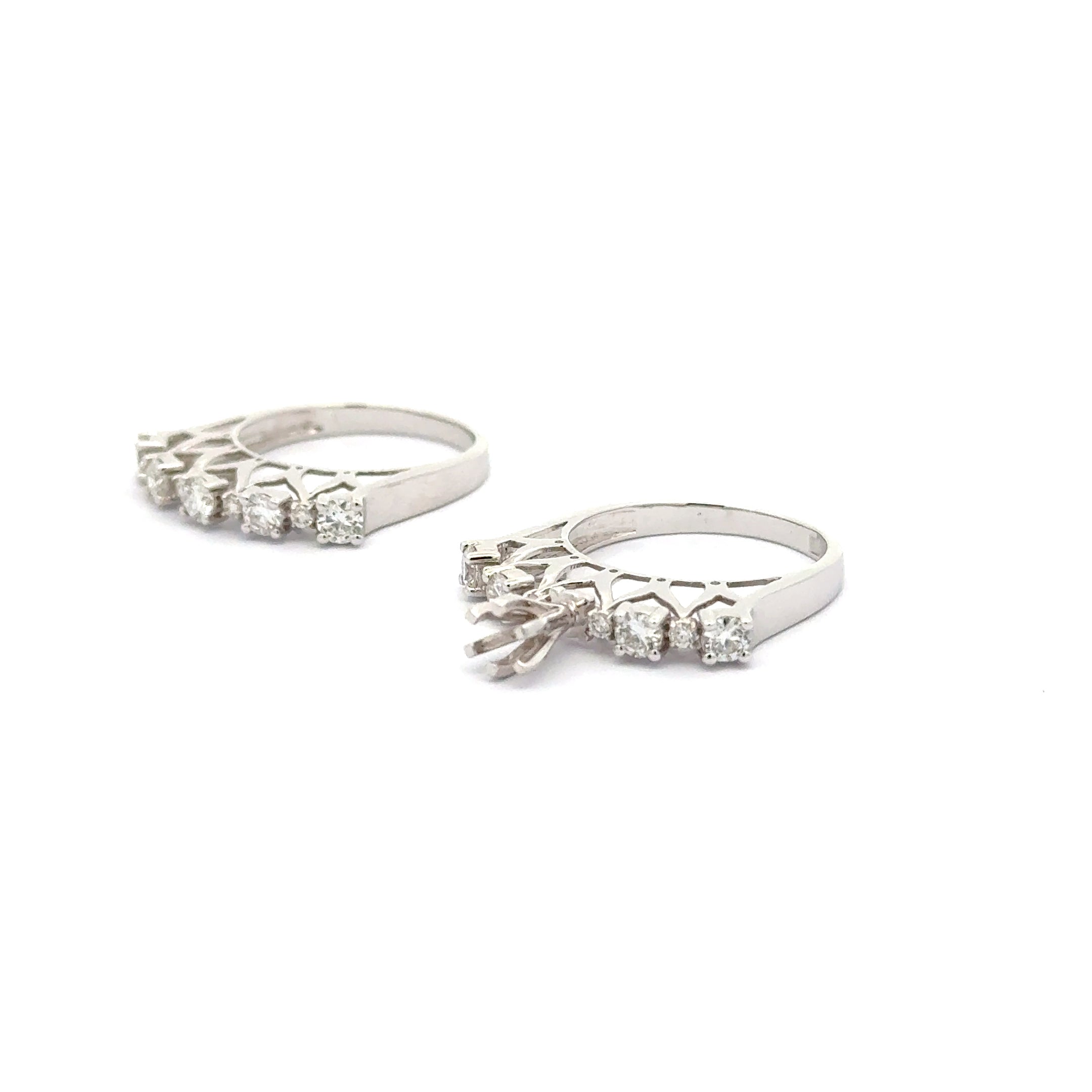 White Gold twins Rings with Round Brilliant Diamonds