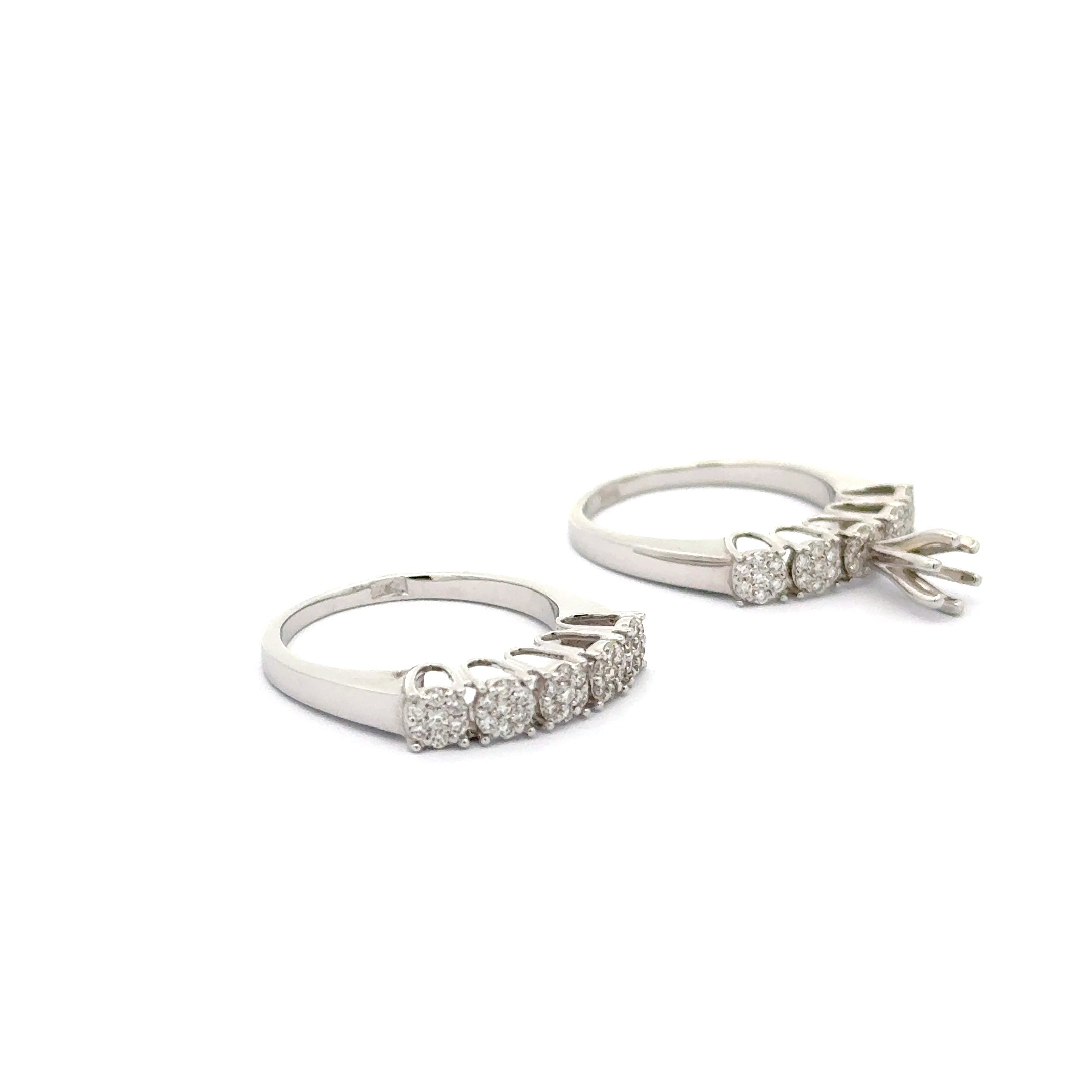 White Gold twins Rings with Round Brilliant Diamonds