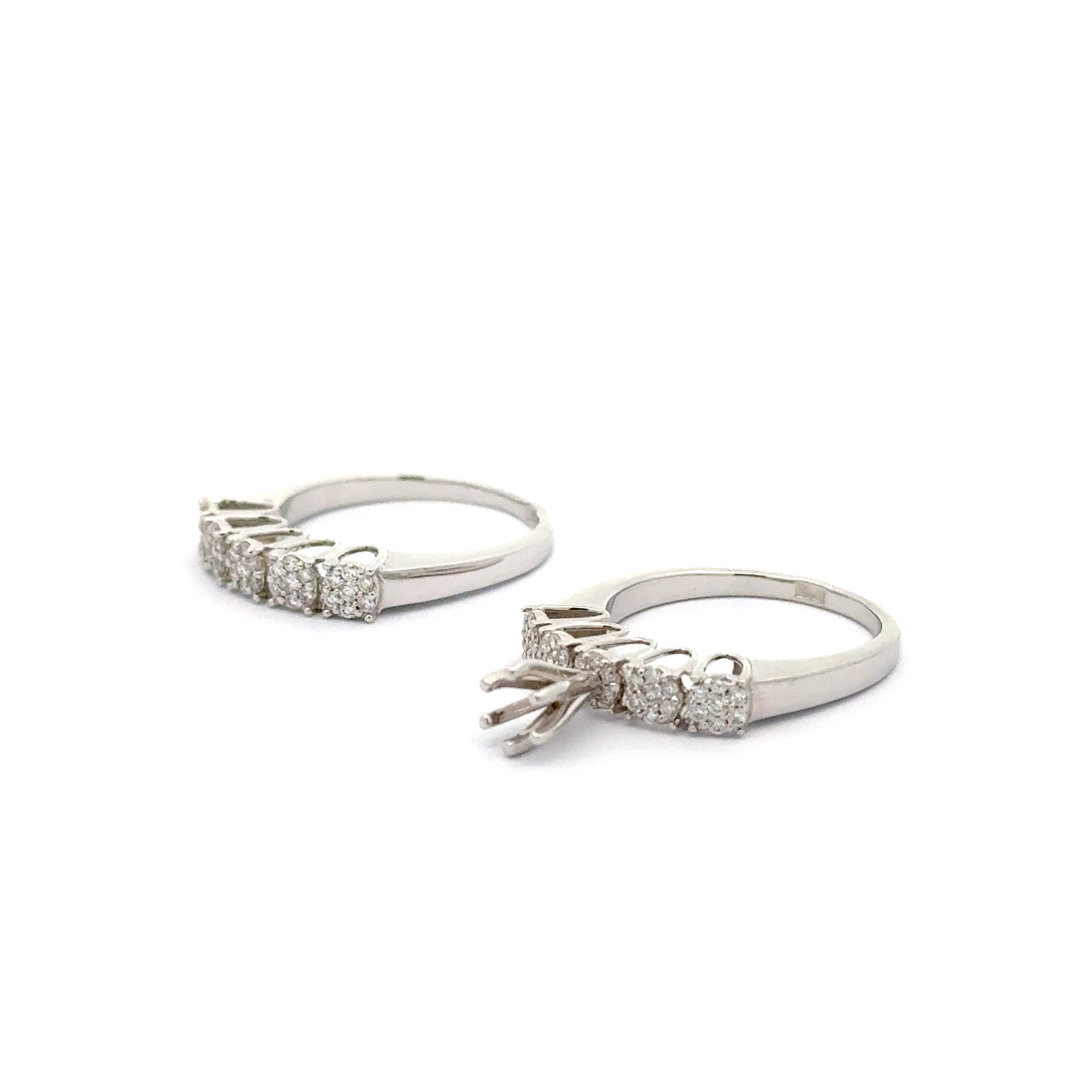 White Gold twins Rings with Round Brilliant Diamonds