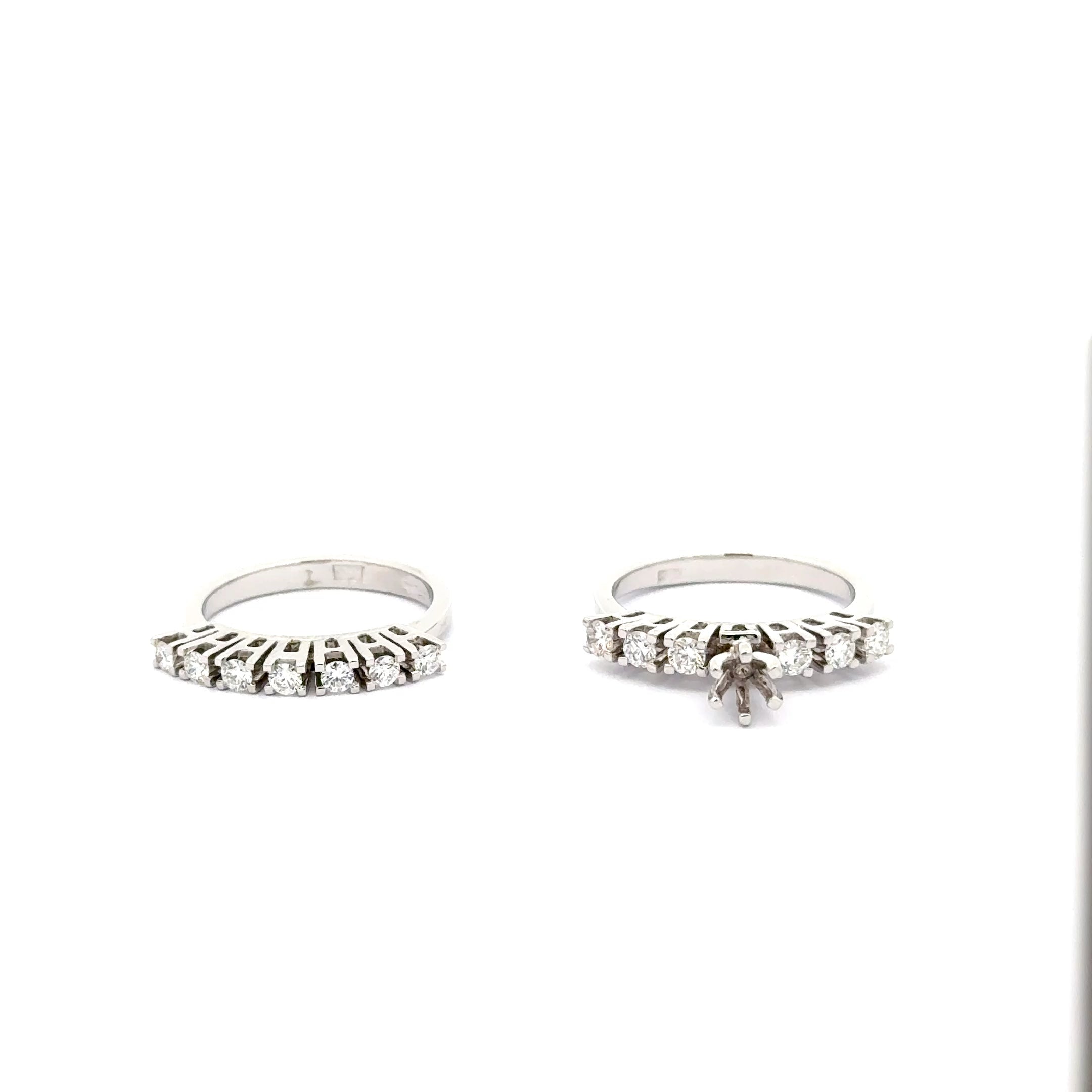 White Gold twins Rings with Round Brilliant Diamonds