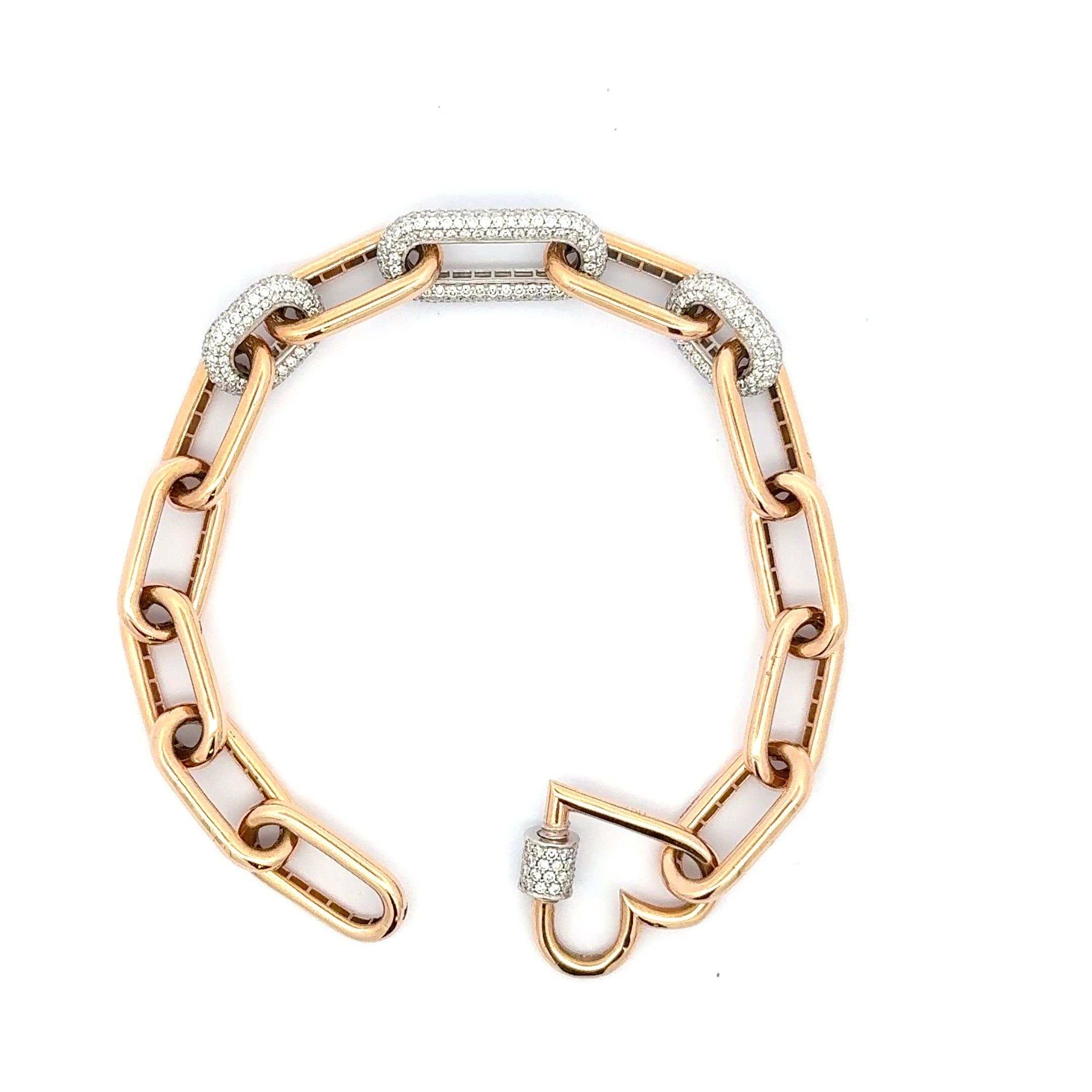 Yellow Gold Chain Bracelet with Diamond Accents