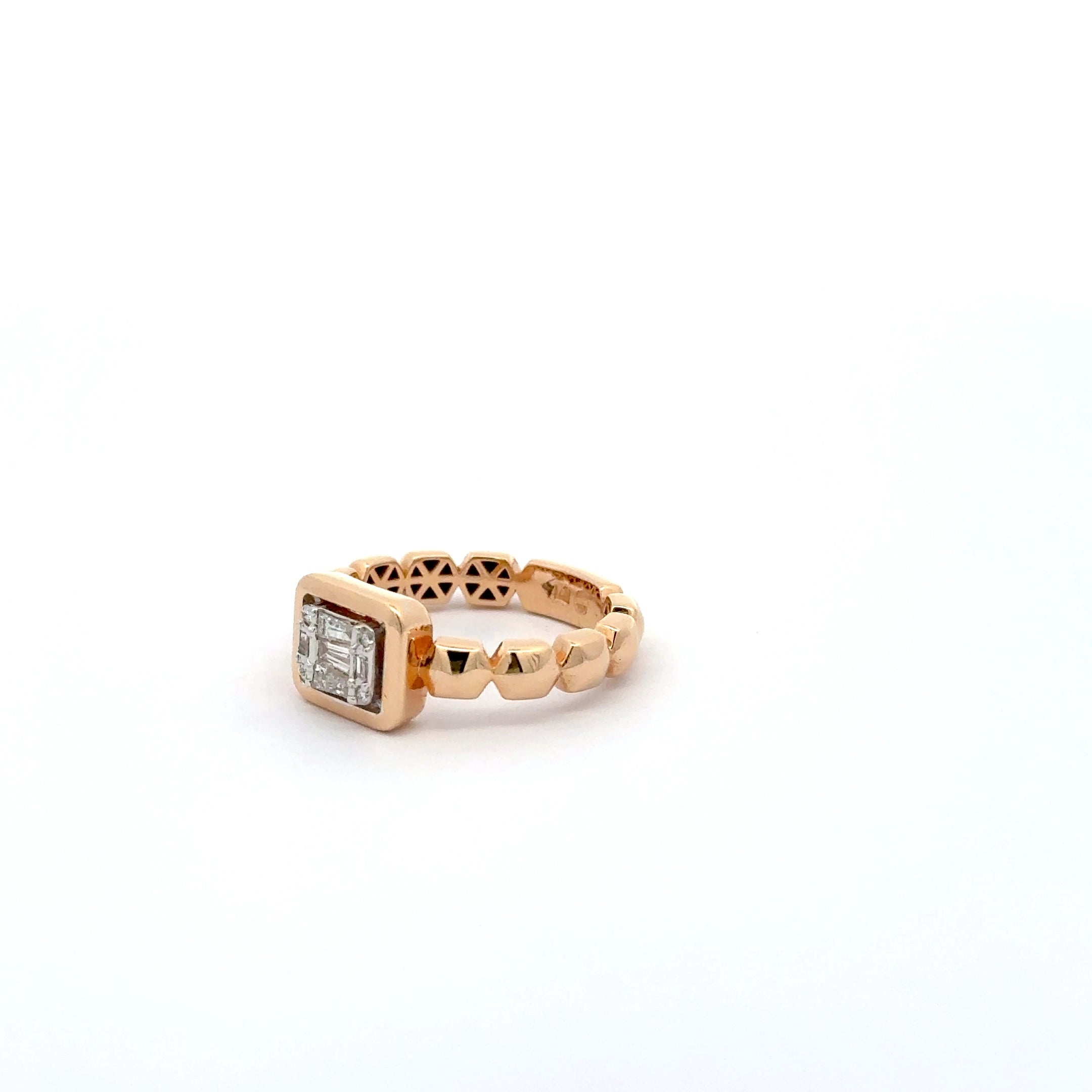 Rose Gold Multi-Stone Diamond Ring with Square Brilliant Cut Diamonds