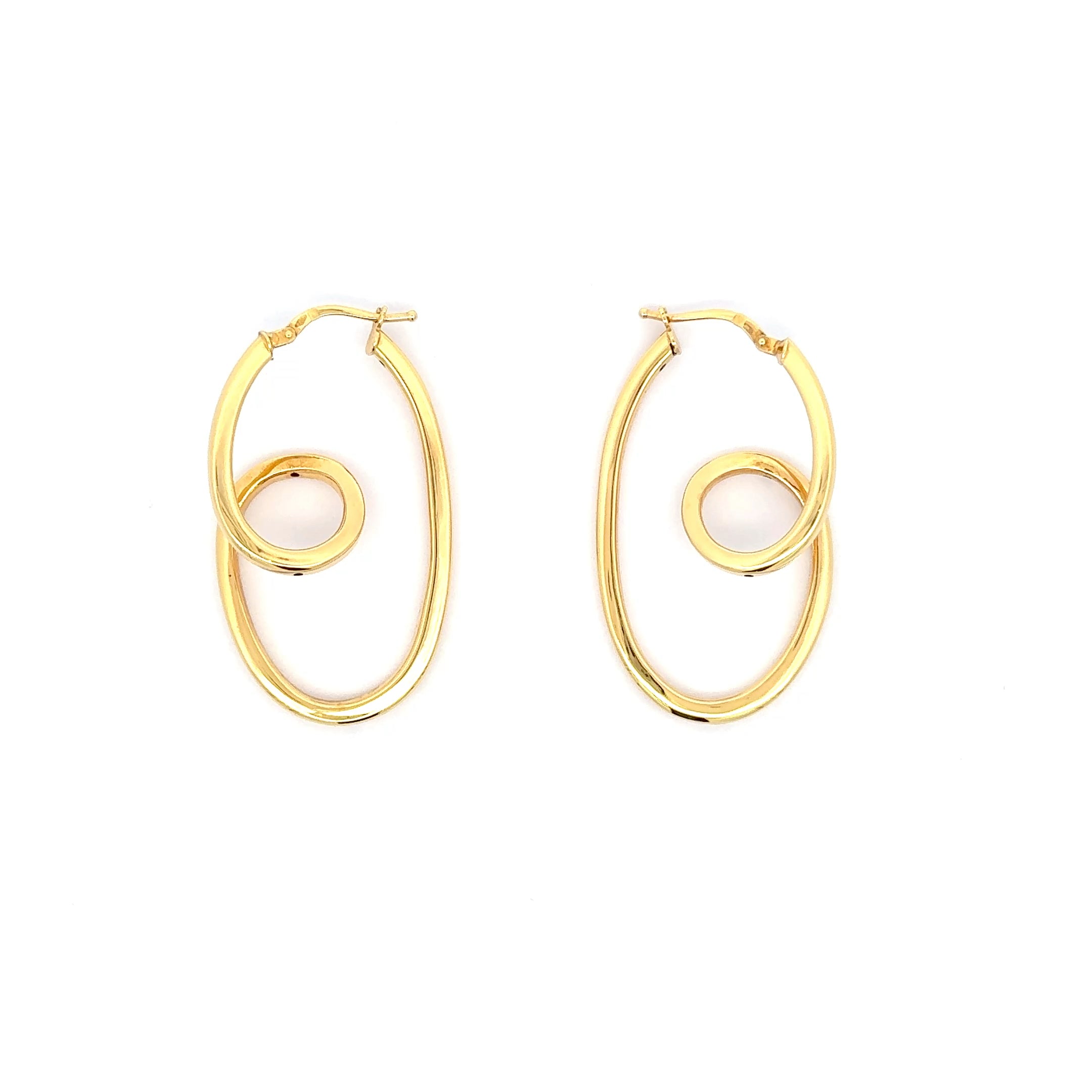 Modern Yellow Gold Looped Hoop Earrings