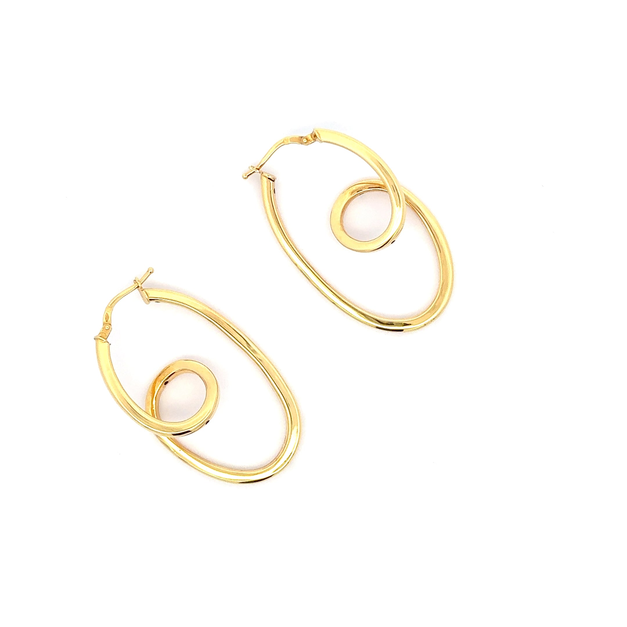 Modern Yellow Gold Looped Hoop Earrings