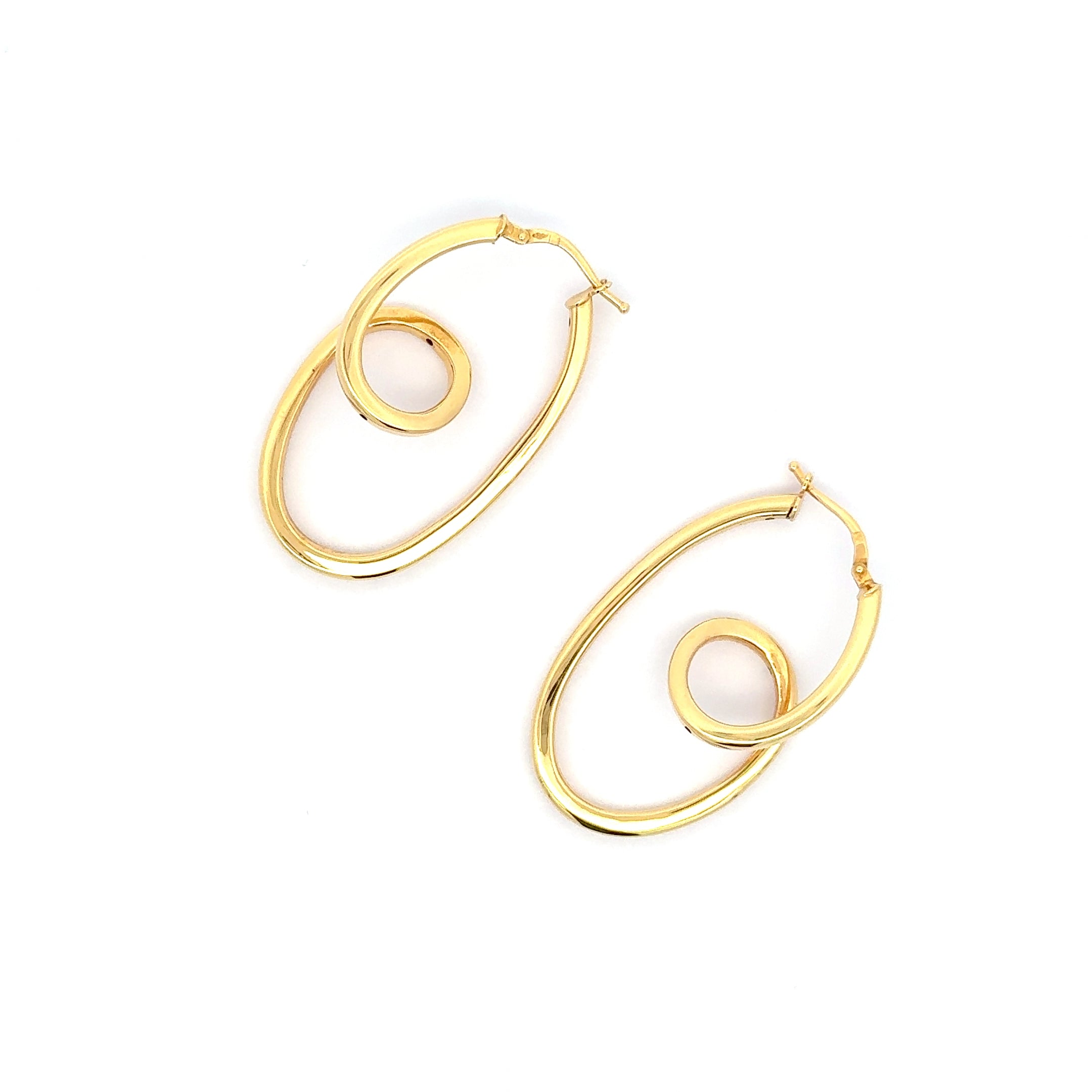 Modern Yellow Gold Looped Hoop Earrings
