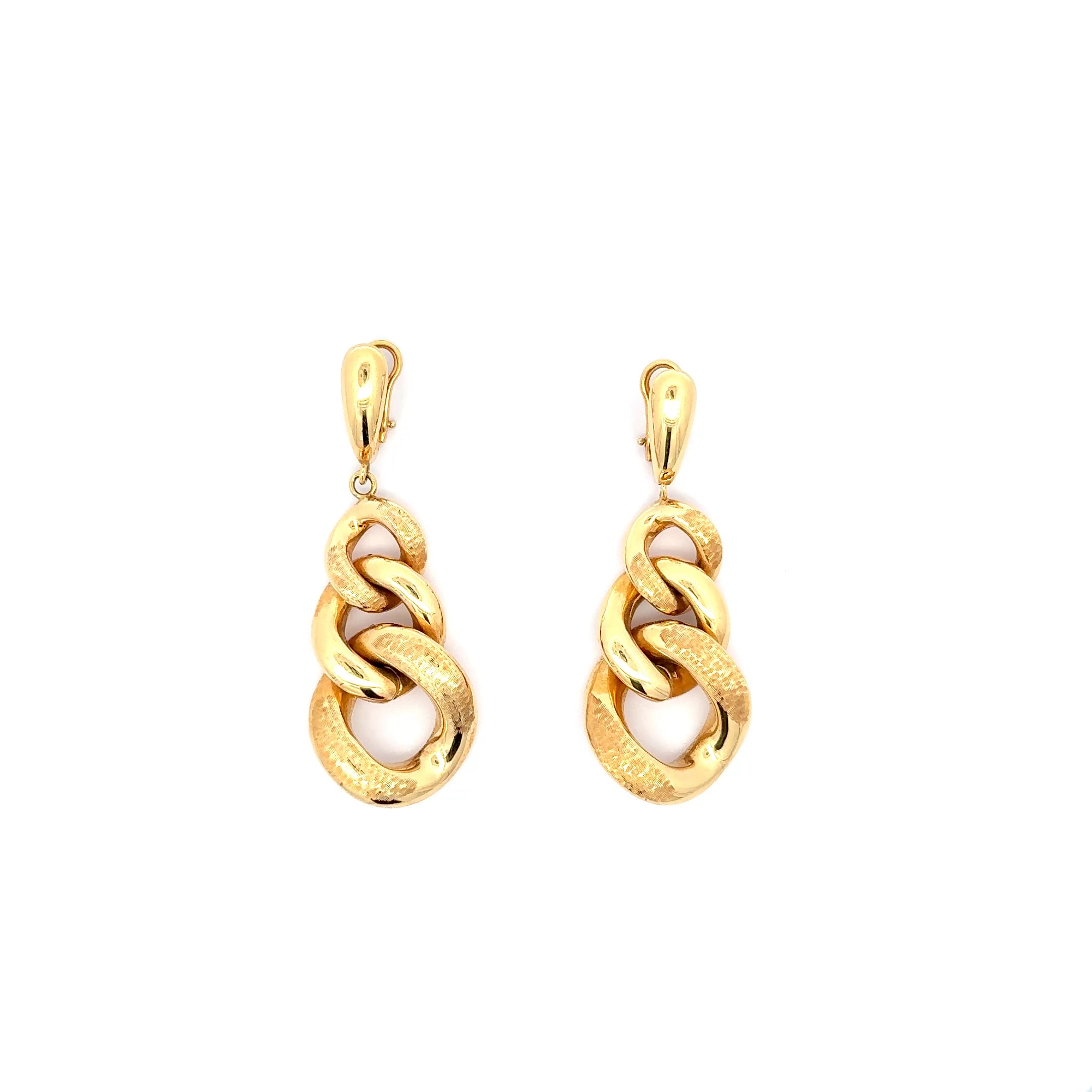 Elegant Yellow Gold Chain Link Dangle Earrings