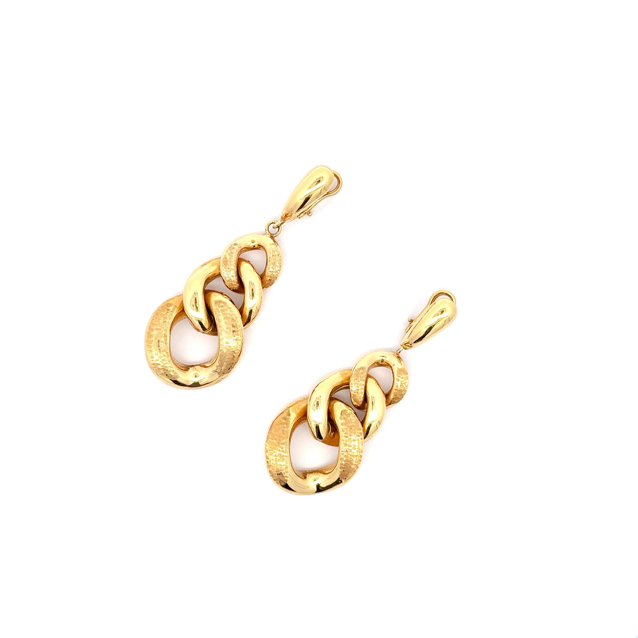 Elegant Yellow Gold Chain Link Dangle Earrings