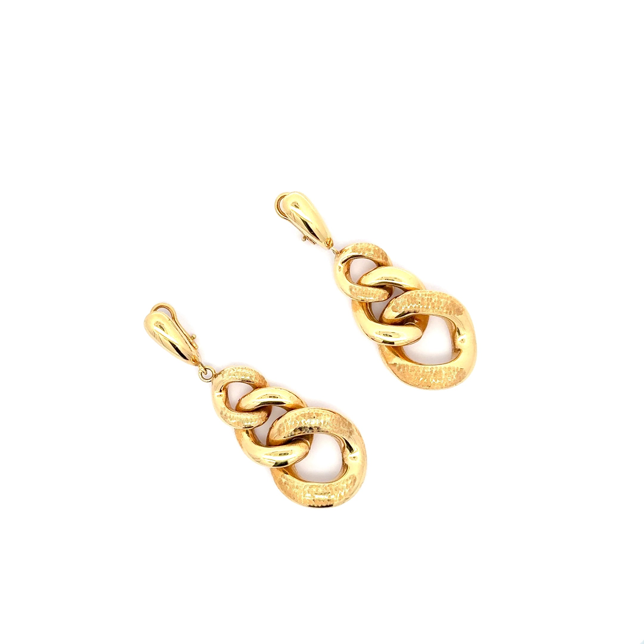 Elegant Yellow Gold Chain Link Dangle Earrings