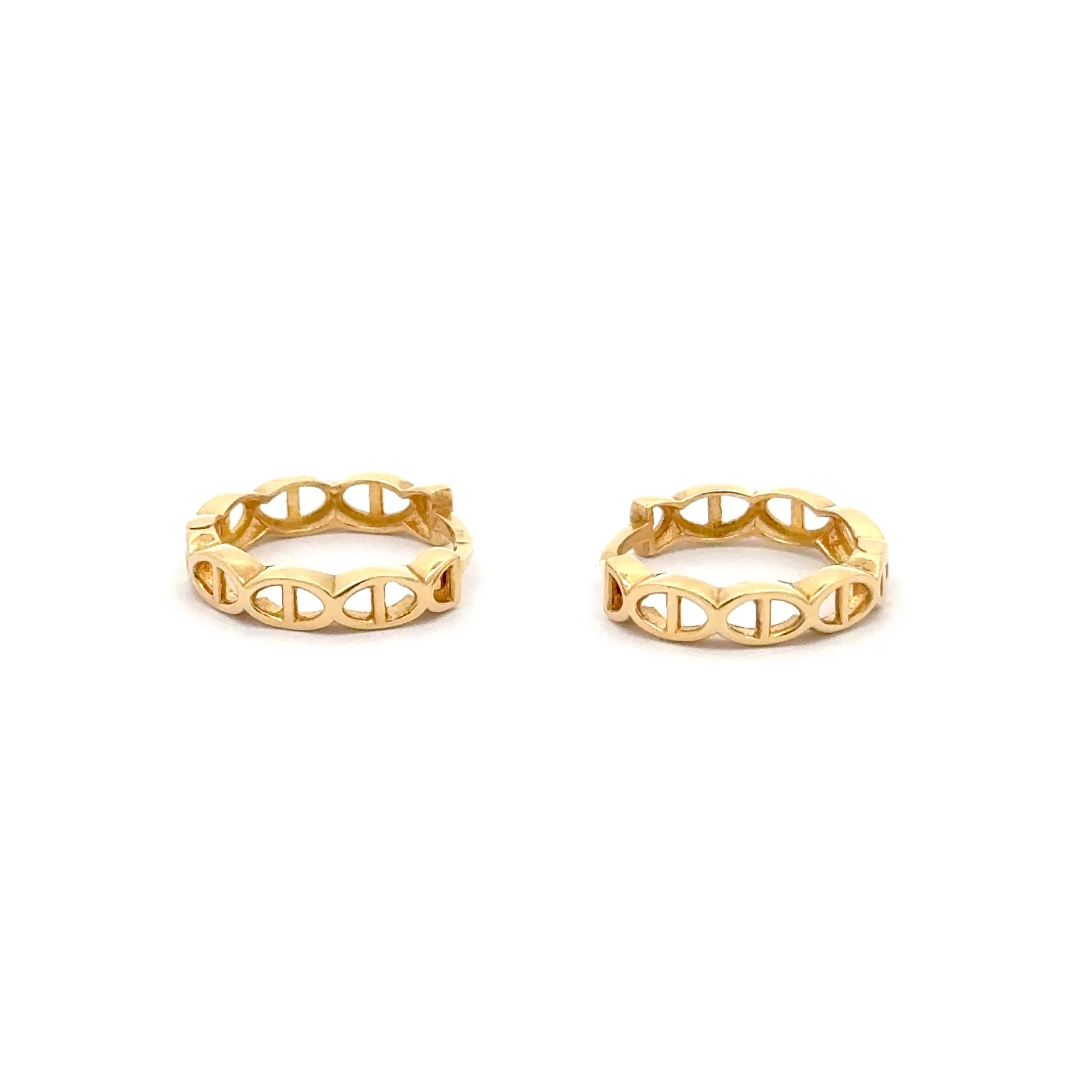 Elegant Yellow Gold Mariner Link Hoop Earrings