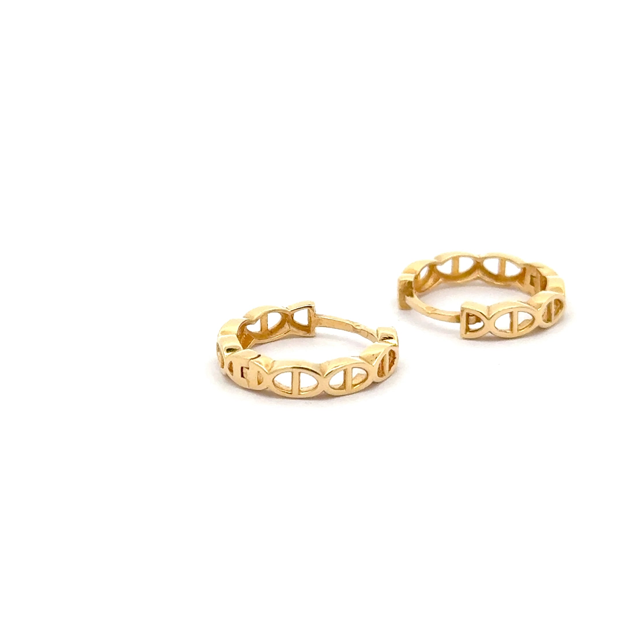 Elegant Yellow Gold Mariner Link Hoop Earrings