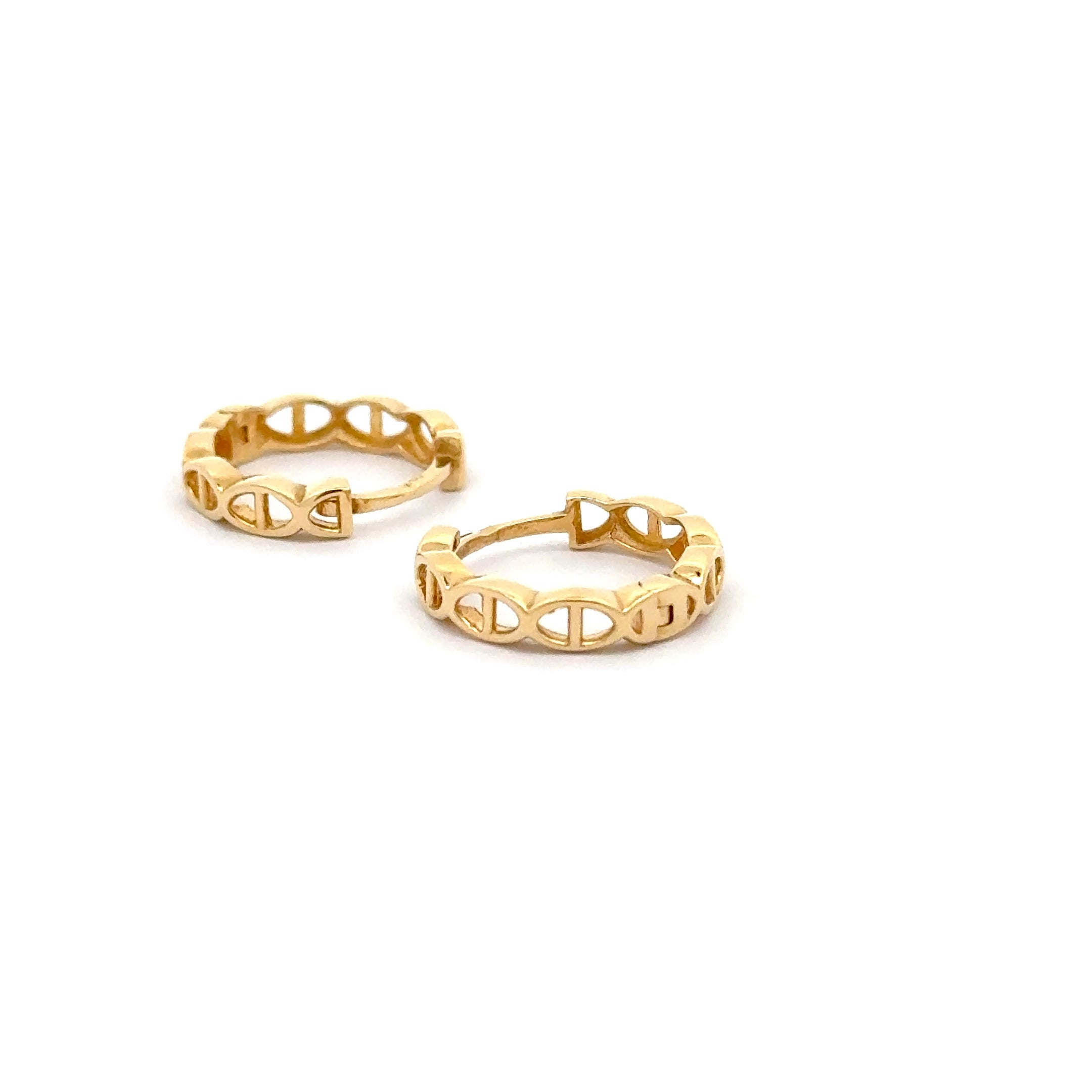 Elegant Yellow Gold Mariner Link Hoop Earrings
