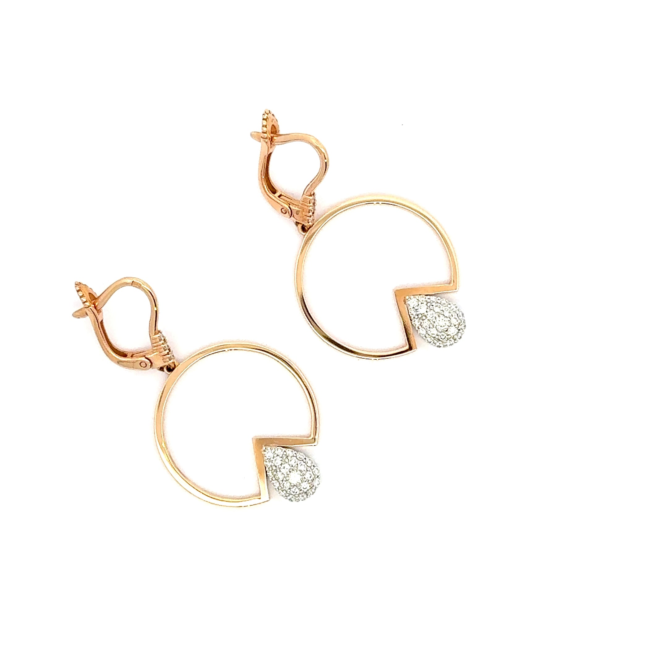 Rose Gold Dangle Earrings with Pear Cut Diamond