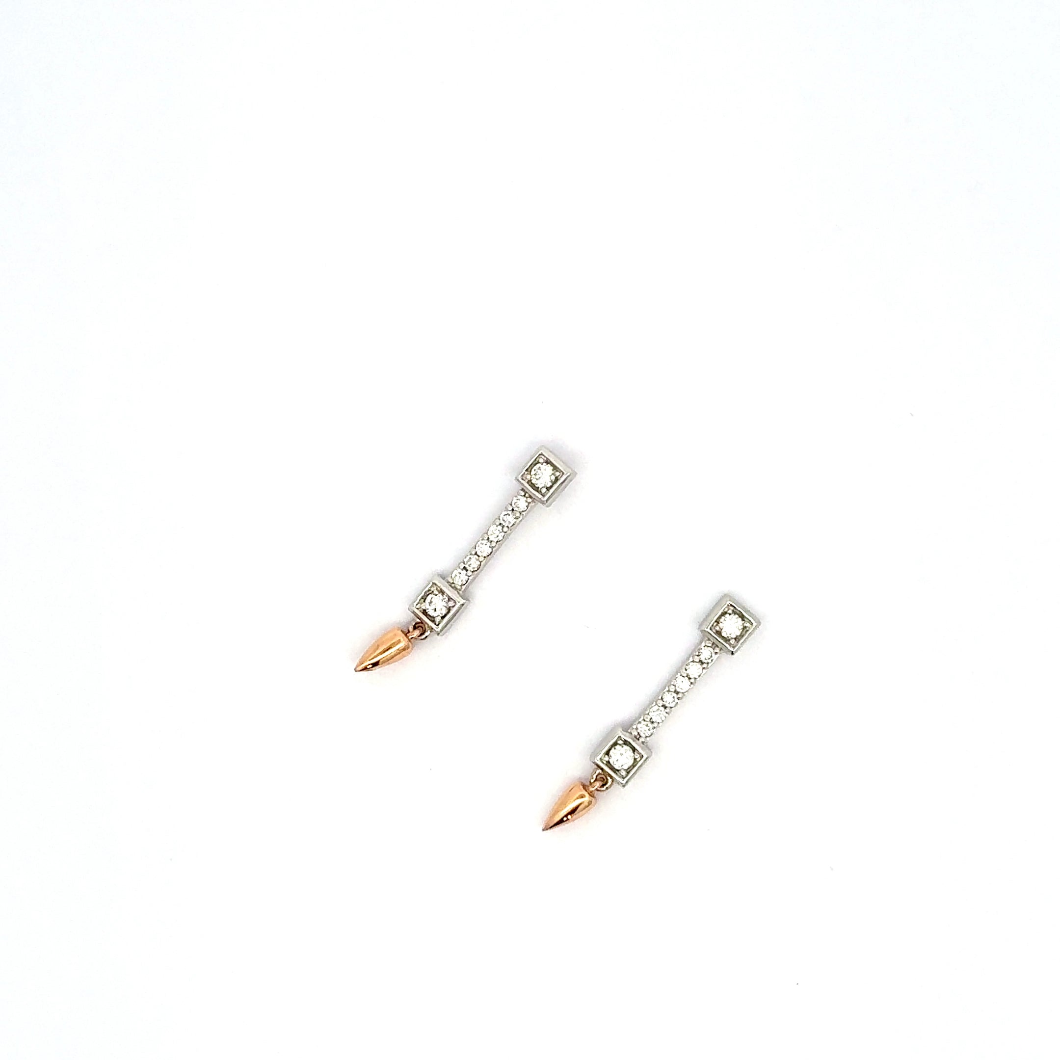 Rose Gold Dangle Earrings with Round Brilliant Diamonds