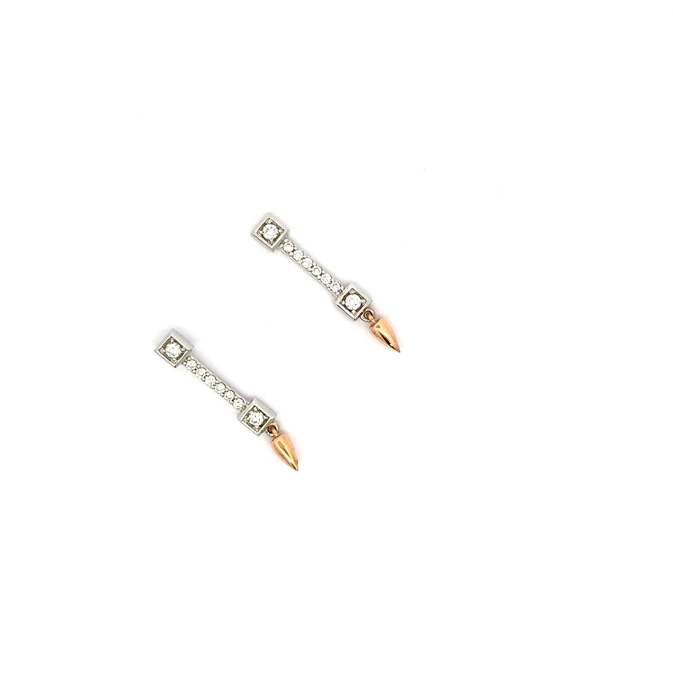Rose Gold Dangle Earrings with Round Brilliant Diamonds